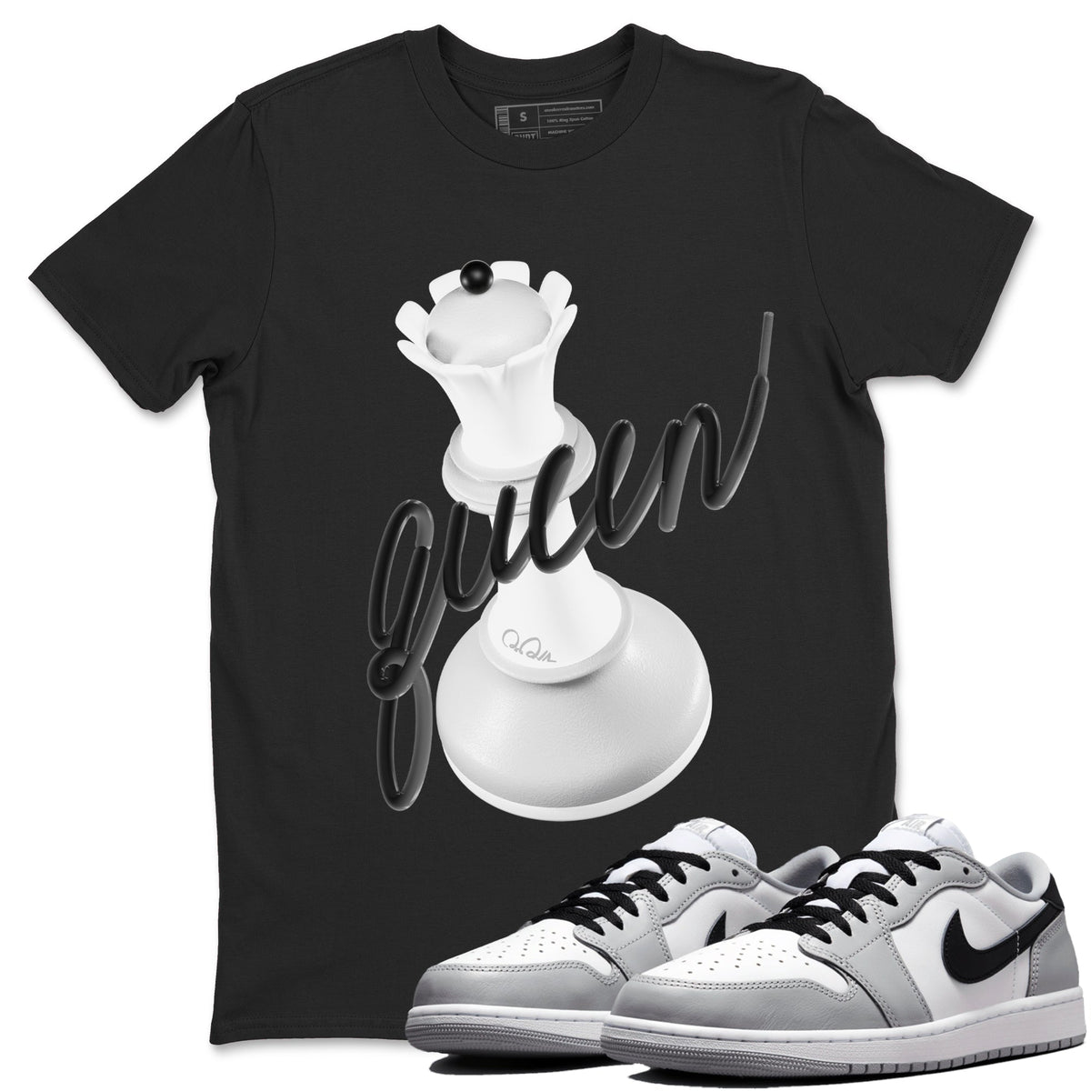 1s Wolf Grey shirts to match jordans 3D Queen sneaker match tees Air Jordan 1 Wolf Grey Drip Gear Zone streetwear brand Black 1 unisex cotton tee