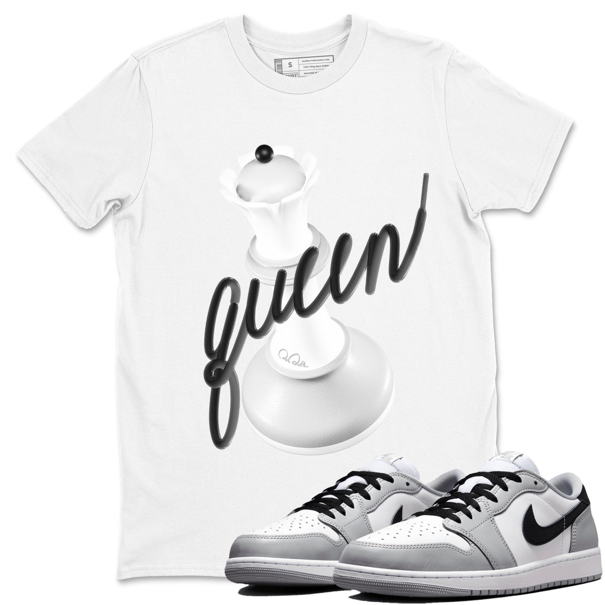 1s Wolf Grey shirts to match jordans 3D Queen sneaker match tees Air Jordan 1 Wolf Grey Drip Gear Zone streetwear brand White 1 unisex cotton tee