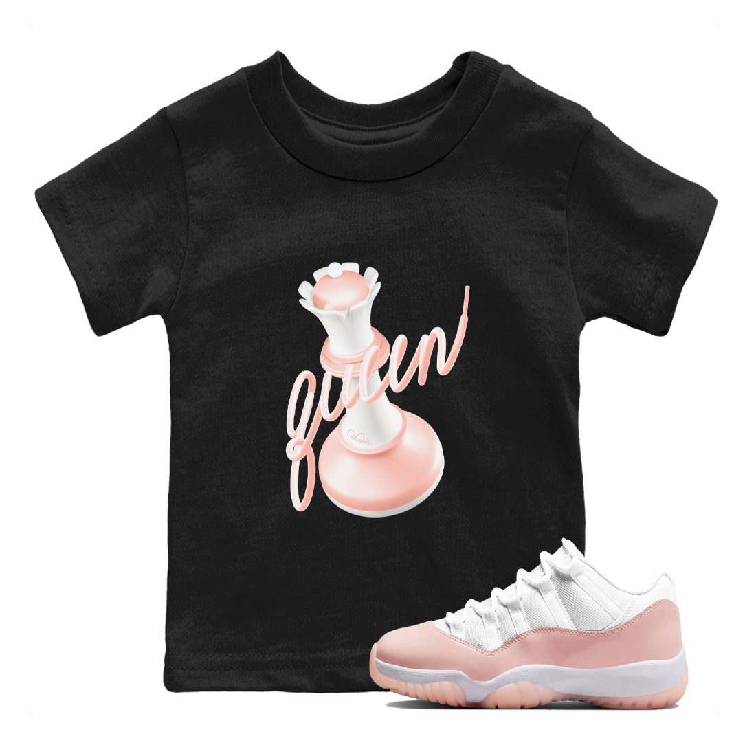 11s Legend Pink shirts to match jordans 3D Queen sneaker match tees Air Jordan 11 Legend Pink Drip Gear Zone streetwear brand Baby and Youth Black 1 cotton tee