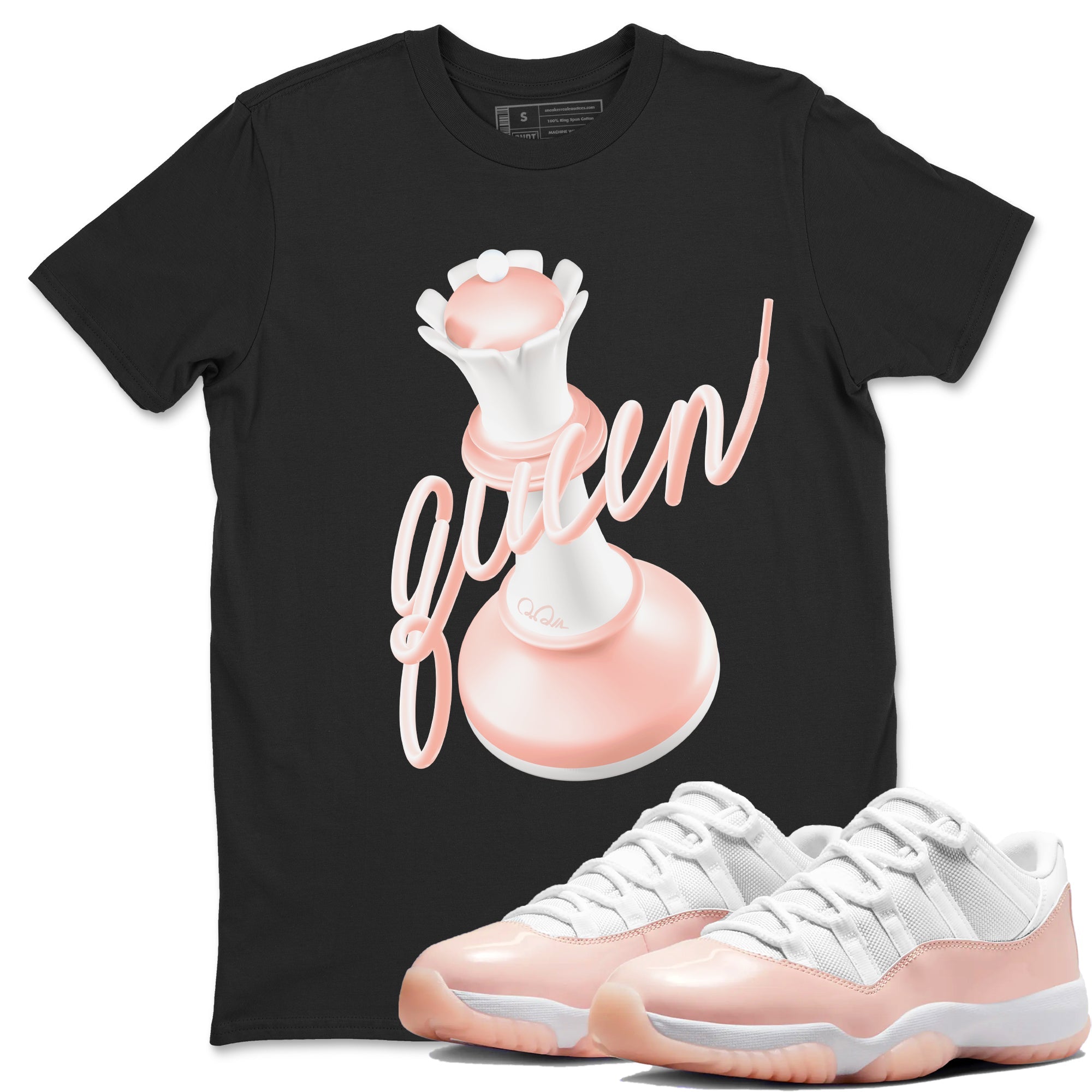 11s Legend Pink shirts to match jordans 3D Queen sneaker match tees Air Jordan 11 Legend Pink Drip Gear Zone streetwear brand Black 1 unisex cotton tee
