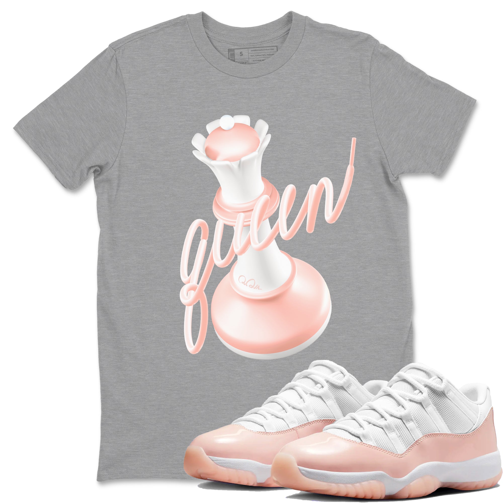 11s Legend Pink shirts to match jordans 3D Queen sneaker match tees Air Jordan 11 Legend Pink Drip Gear Zone streetwear brand Heather Grey 1 unisex cotton tee