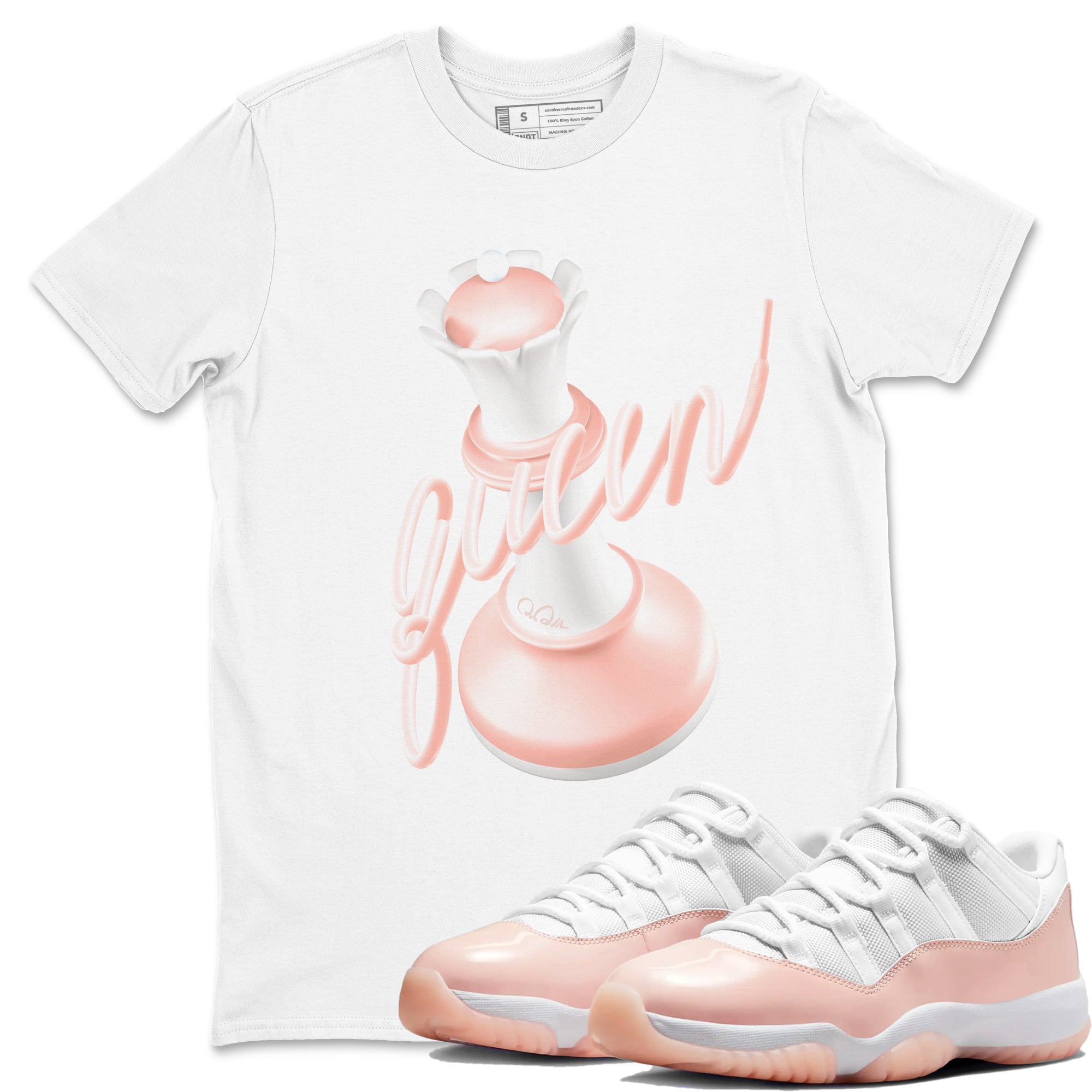 11s Legend Pink shirts to match jordans 3D Queen sneaker match tees Air Jordan 11 Legend Pink Drip Gear Zone streetwear brand White 1 unisex cotton tee