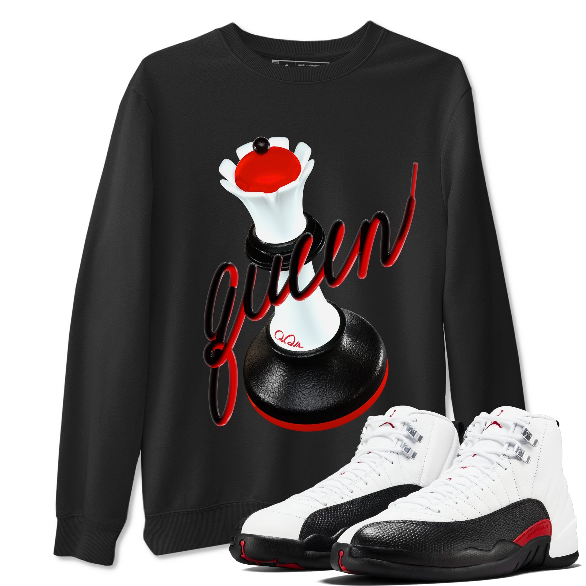 12s Taxi Flip shirts to match jordans 3D Queen sneaker match tees Air Jordan 12 Taxi Flip Drip Gear Zone streetwear brand Black 1 unisex cotton tee
