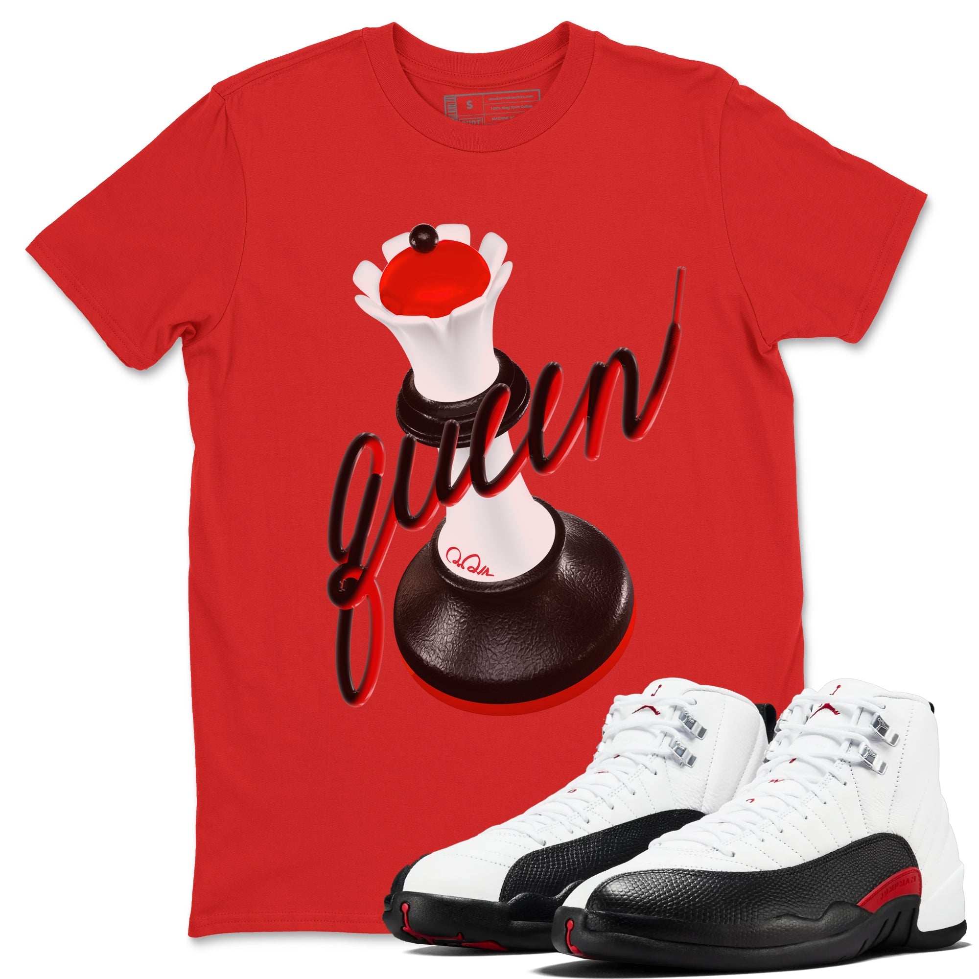 12s Taxi Flip shirts to match jordans 3D Queen sneaker match tees Air Jordan 12 Taxi Flip Drip Gear Zone streetwear brand Red 1 unisex cotton tee