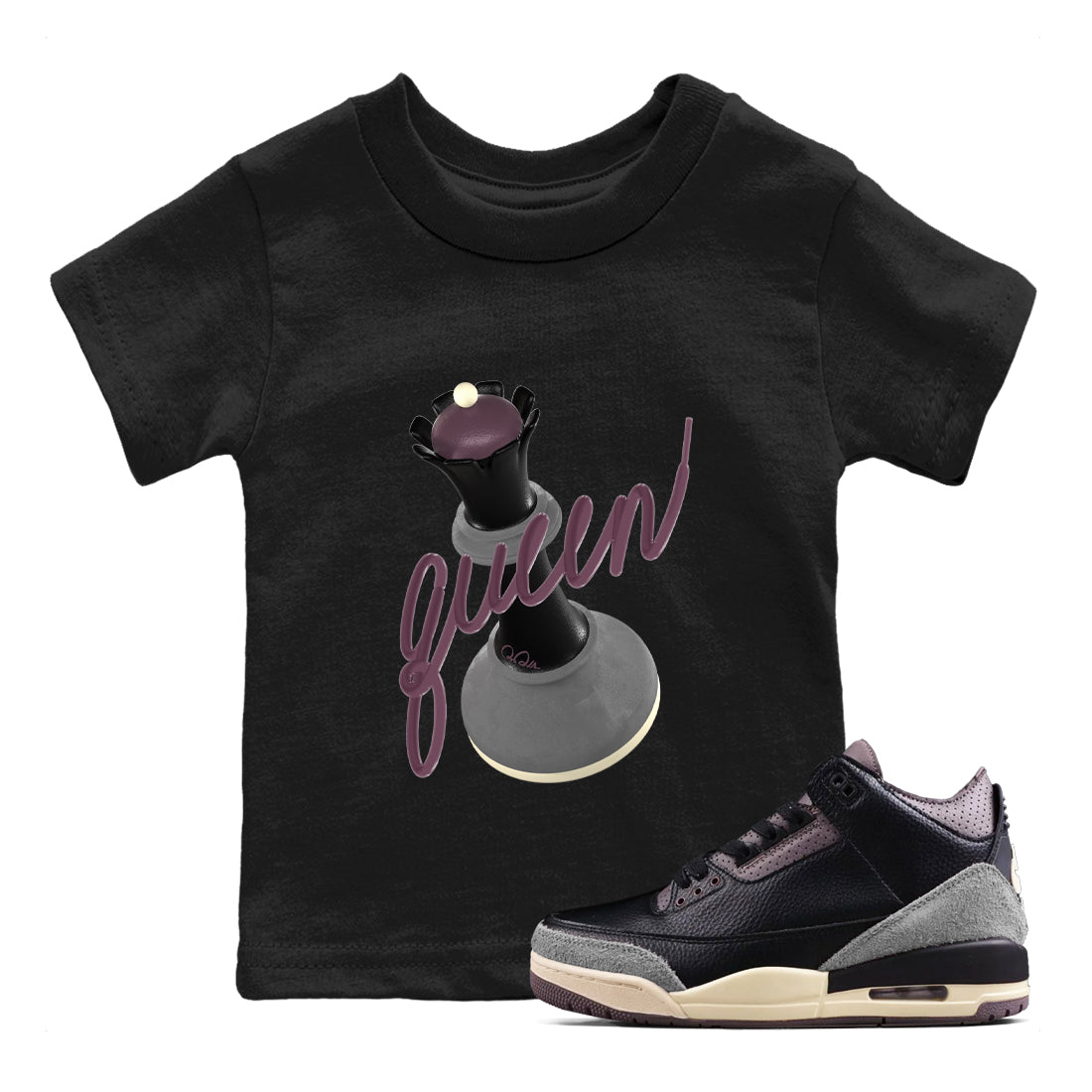 3s A Ma Maniere x Black shirts to match jordans 3D Queen sneaker match tees A Ma Maniere x Air Jordan 3 “While You Were Sleeping”Sneaker Release Tees Youth Baby Black 1 crew neck shirts