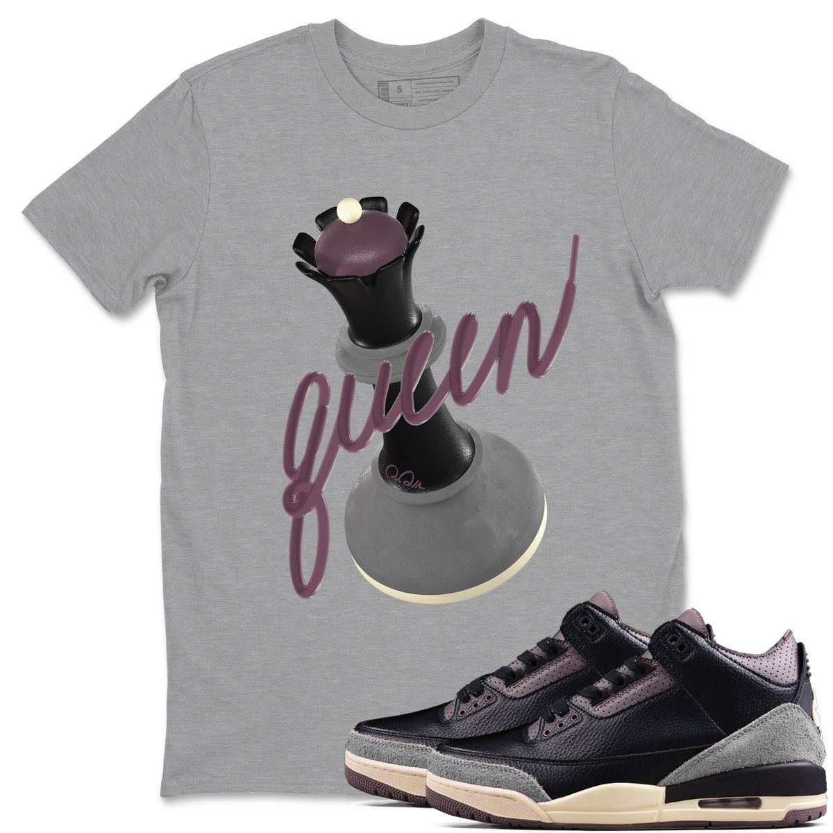 3s A Ma Maniere x Black shirts to match jordans 3D Queen sneaker match tees A Ma Maniere x Air Jordan 3 “While You Were Sleeping”Sneaker Release Tees unisex cotton Heather Grey 1 crew neck shirts