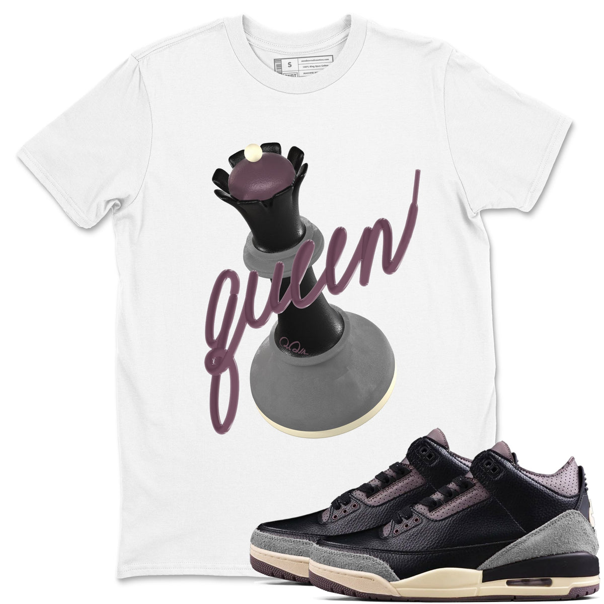 3s A Ma Maniere x Black shirts to match jordans 3D Queen sneaker match tees A Ma Maniere x Air Jordan 3 “While You Were Sleeping”Sneaker Release Tees unisex cotton White 1 crew neck shirts
