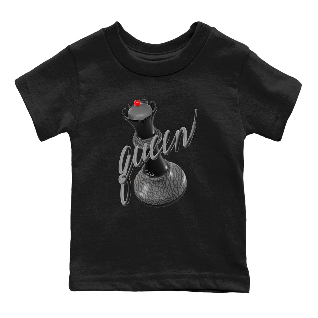 3s Black Cement shirts to match jordans 3D Queen sneaker match tees Air Jordan 3 Black Cement match shoes to clothes Drip Gear Zone Youth Baby Black 2 tee