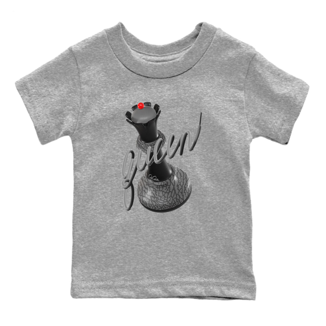 3s Black Cement shirts to match jordans 3D Queen sneaker match tees Air Jordan 3 Black Cement match shoes to clothes Drip Gear Zone Youth Baby Heather Grey 2 tee