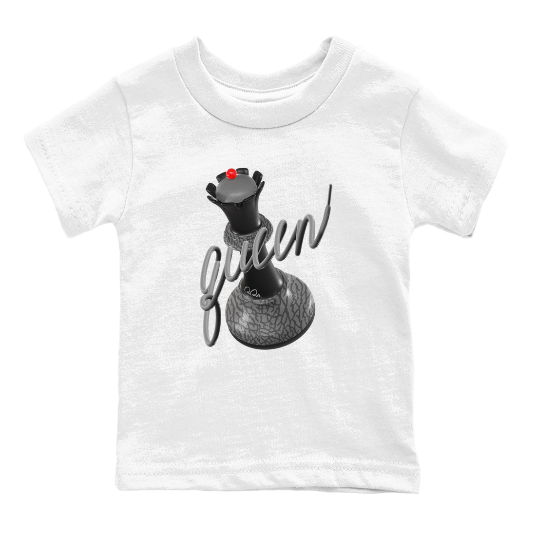 3s Black Cement shirts to match jordans 3D Queen sneaker match tees Air Jordan 3 Black Cement match shoes to clothes Drip Gear Zone Youth Baby White 2 tee