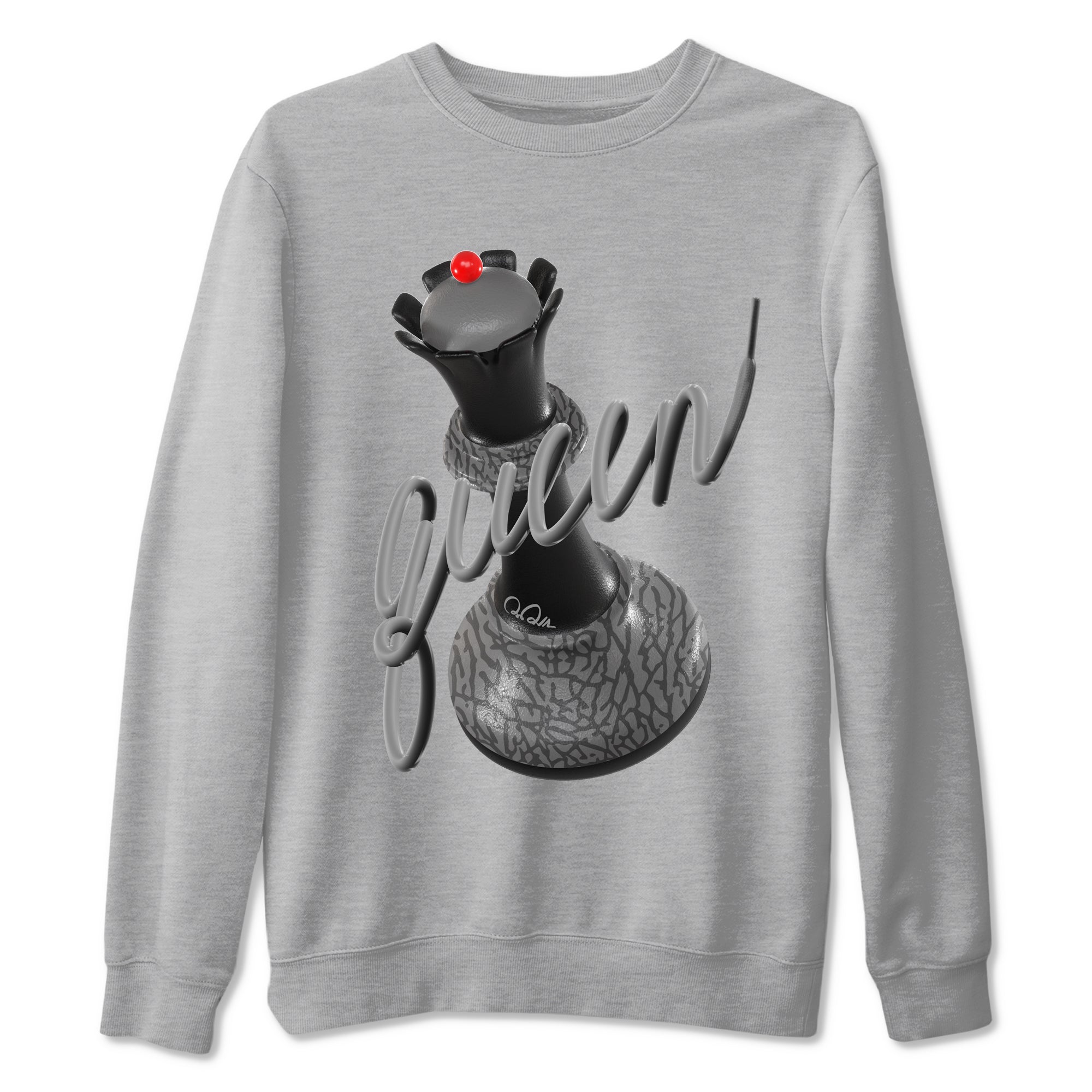 3s Black Cement shirts to match jordans 3D Queen sneaker match tees Air Jordan 3 Black Cement match shoes to clothes Drip Gear Zone unisex cotton Heather Grey 2 shirts