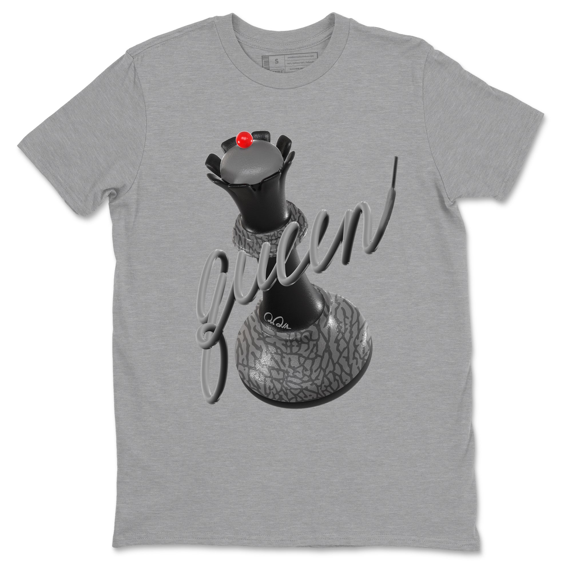 3s Black Cement shirts to match jordans 3D Queen sneaker match tees Air Jordan 3 Black Cement match shoes to clothes Drip Gear Zone unisex cotton Heather Grey 2 shirts
