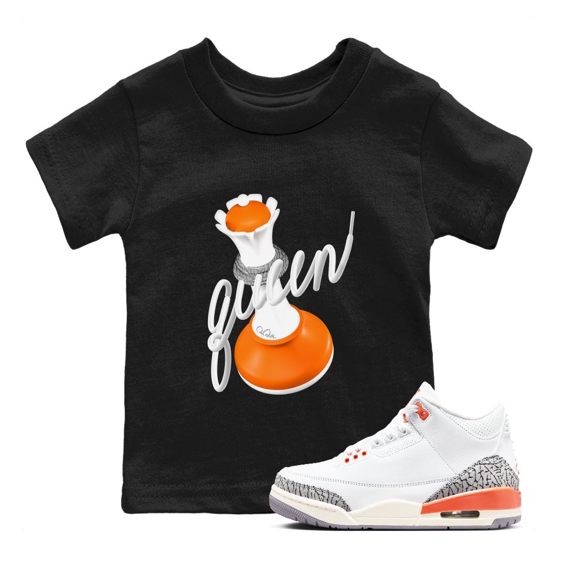 3s Georgia Peach shirt to match jordans 3D Queen sneaker tees Air Jordan 3 Georgia Peach Drip Gear Zone baby toddler Black 1 cotton Shirt