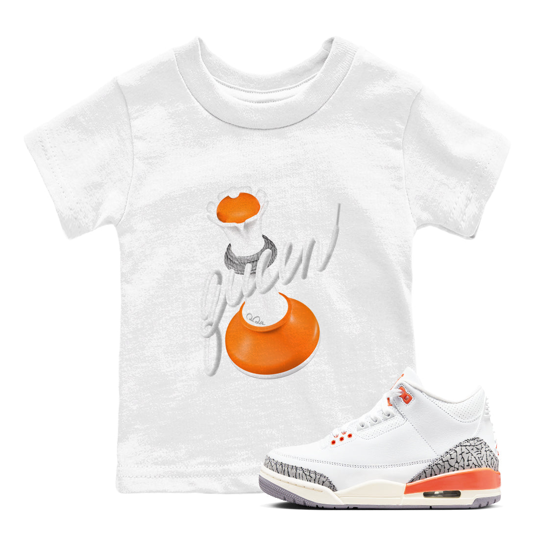3s Georgia Peach shirt to match jordans 3D Queen sneaker tees Air Jordan 3 Georgia Peach Drip Gear Zone baby toddler White 1 cotton Shirt