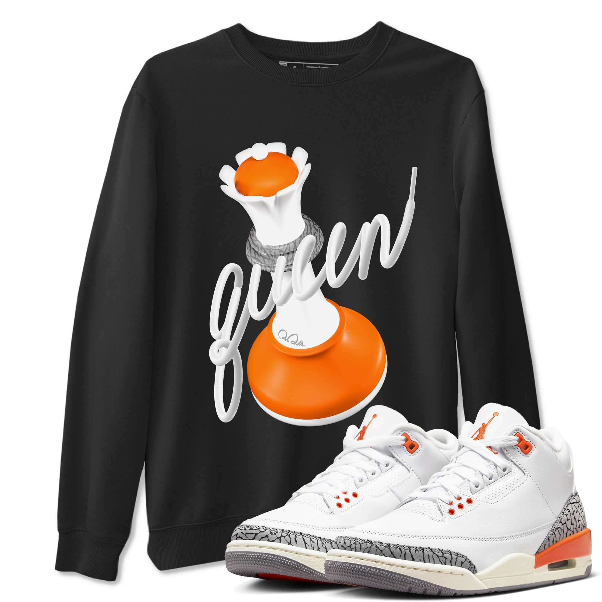 3s Georgia Peach shirt to match jordans 3D Queen sneaker tees Air Jordan 3 Georgia Peach Drip Gear Zone unisex cotton Black 1 crew neck shirt
