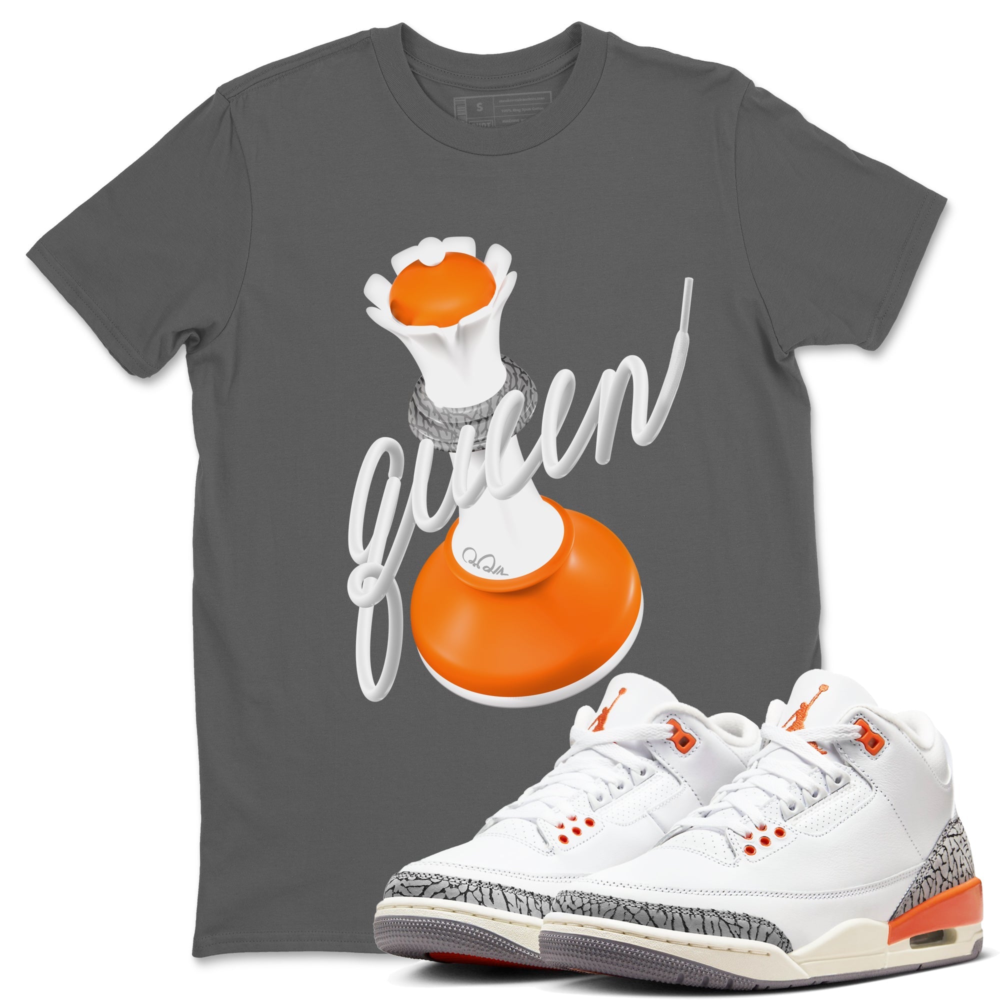 3s Georgia Peach shirt to match jordans 3D Queen sneaker tees Air Jordan 3 Georgia Peach Drip Gear Zone unisex cotton Cool Grey 1 crew neck shirt