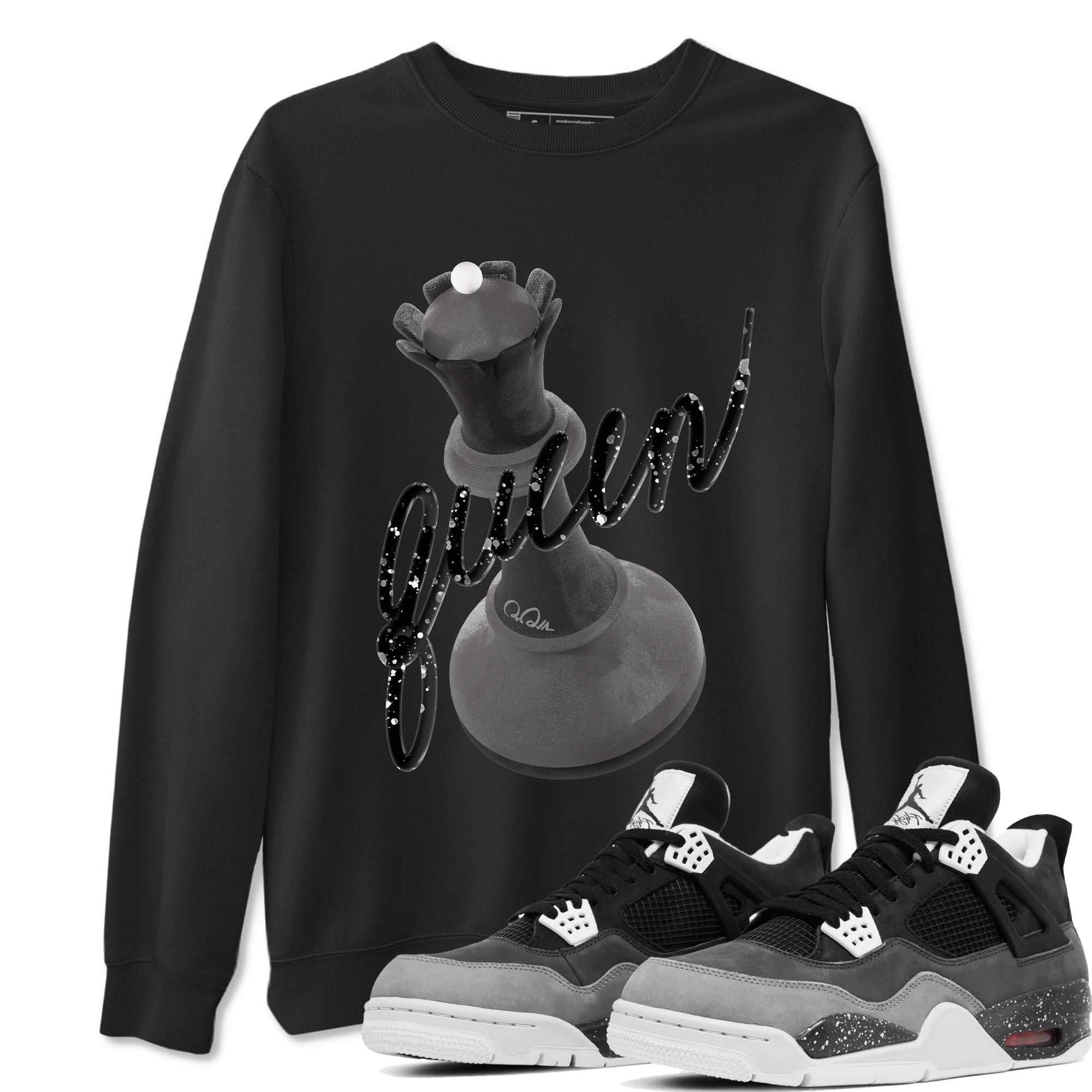 4s Fear shirts to match jordans 3D Queen sneaker match tees Air Jordan 4 Fear match shoes to clothes Drip Gear Zone unisex cotton Black 1 shirts