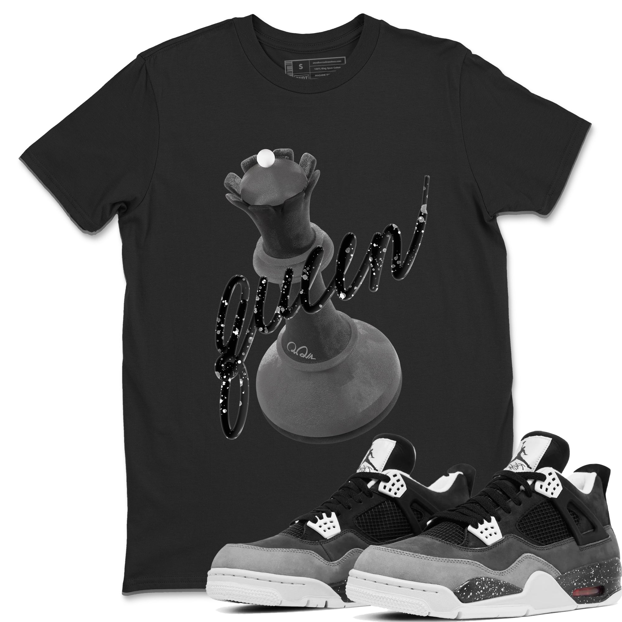 4s Fear shirts to match jordans 3D Queen sneaker match tees Air Jordan 4 Fear match shoes to clothes Drip Gear Zone unisex cotton Black 1 shirts