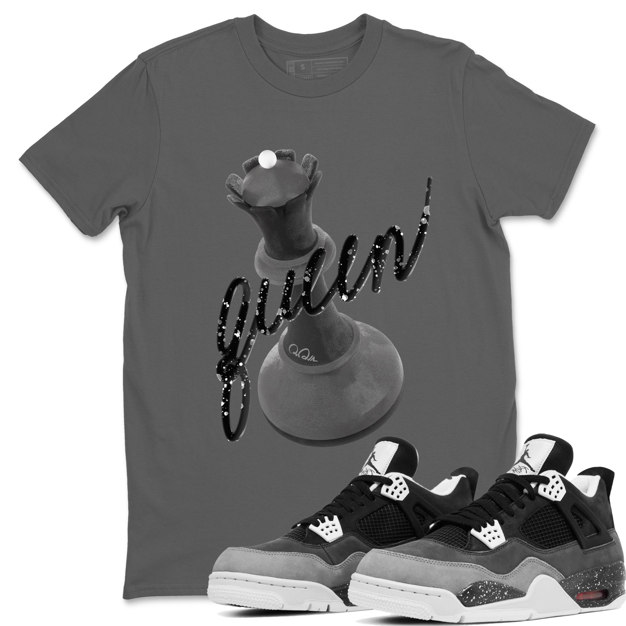 4s Fear shirts to match jordans 3D Queen sneaker match tees Air Jordan 4 Fear match shoes to clothes Drip Gear Zone unisex cotton Cool Grey 1 shirts