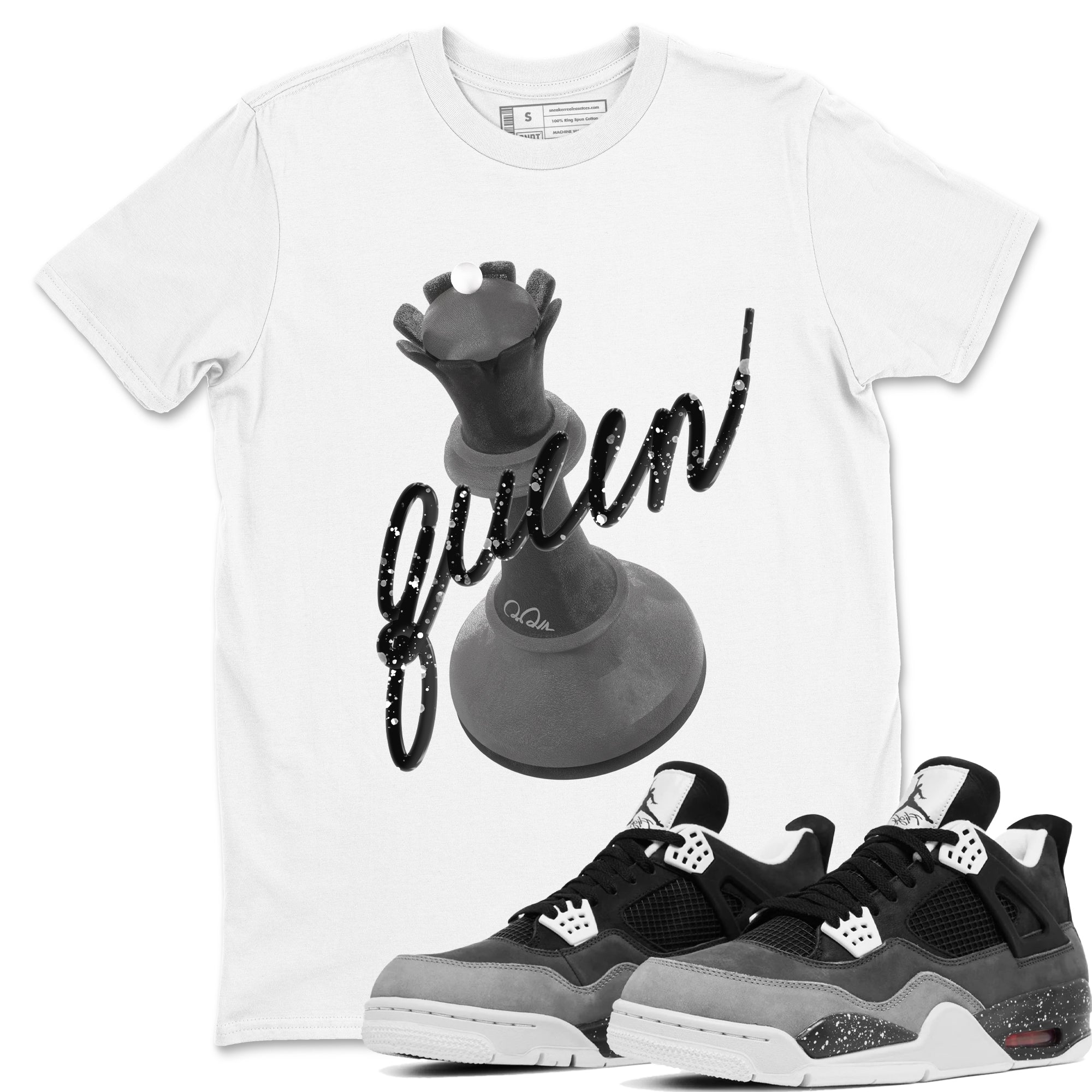 4s Fear shirts to match jordans 3D Queen sneaker match tees Air Jordan 4 Fear match shoes to clothes Drip Gear Zone unisex cotton White 1 shirts