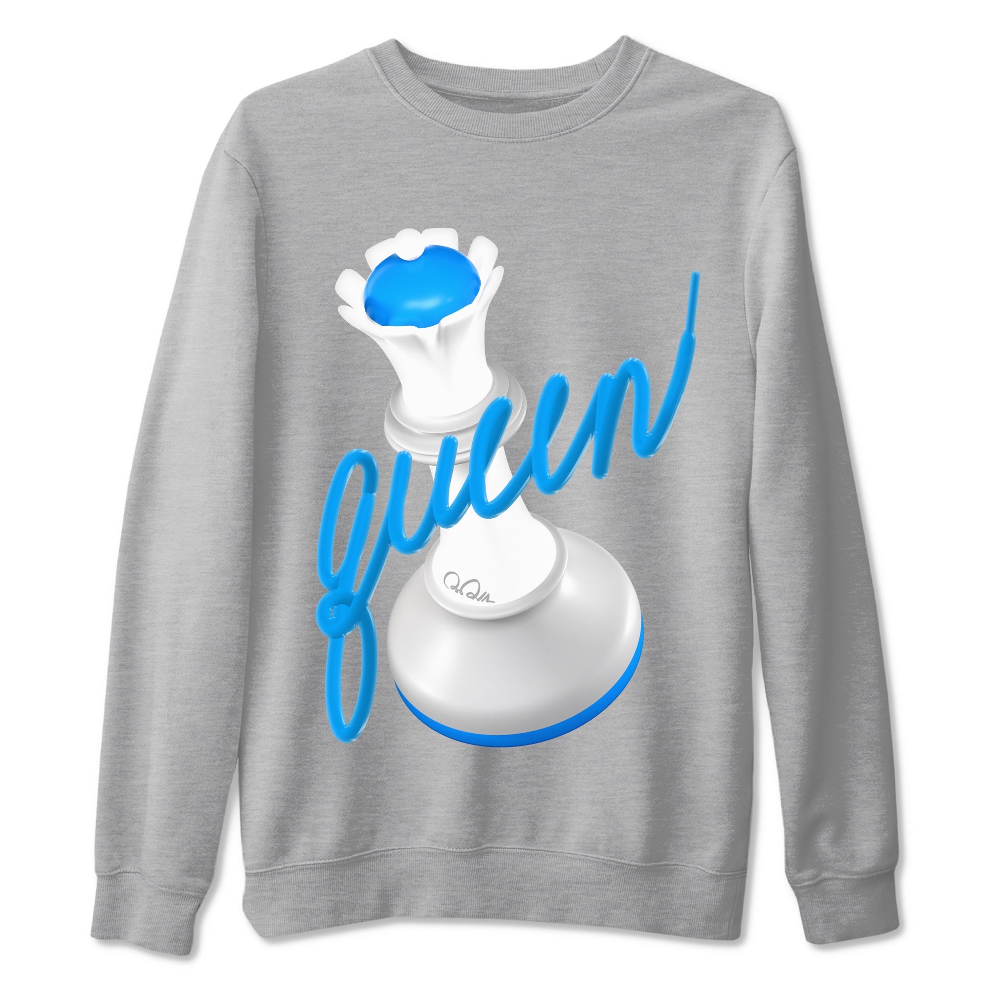 Air Jordan 4 Industrial Blue shirt to match jordans 3D Queen sneaker tees Air Jordan 4 Military Blue Drip Gear Zone unisex cotton Heather Grey 2 crew neck shirt