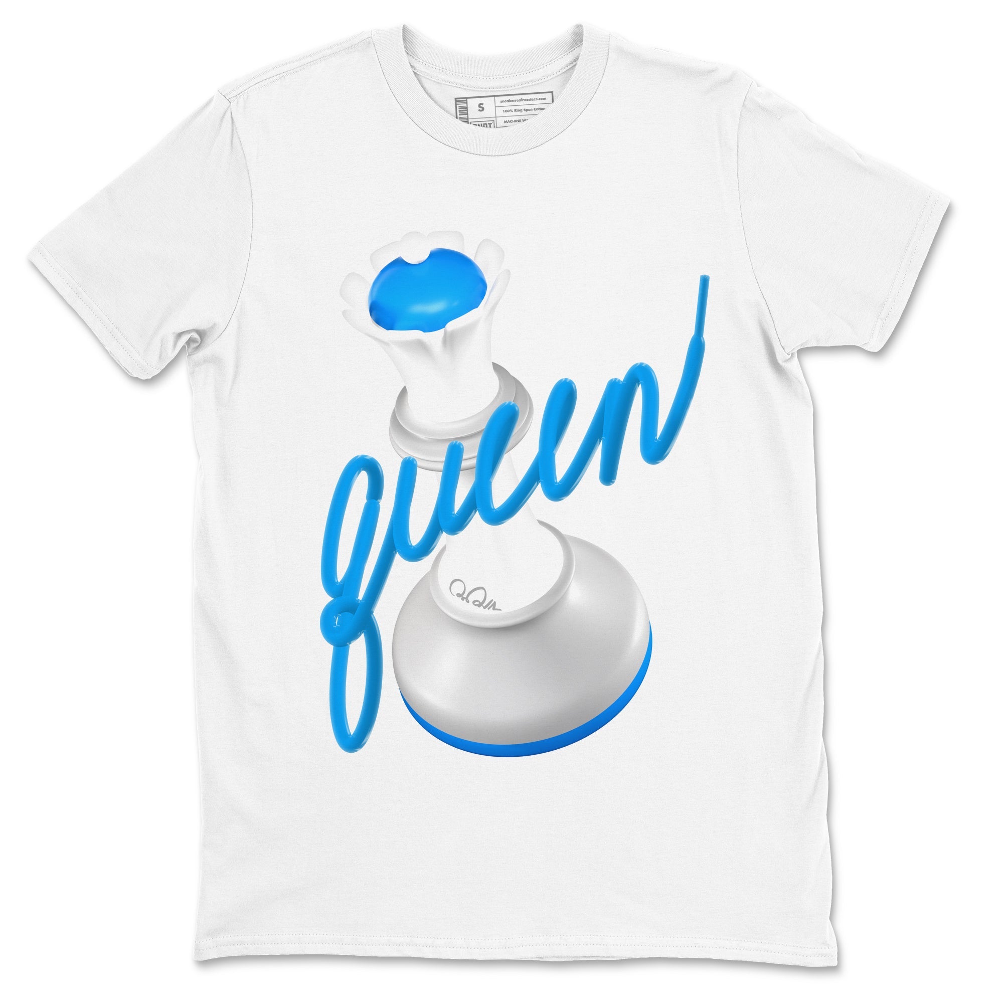 Air Jordan 4 Industrial Blue shirt to match jordans 3D Queen sneaker tees Air Jordan 4 Military Blue Drip Gear Zone unisex cotton White 2 crew neck shirt
