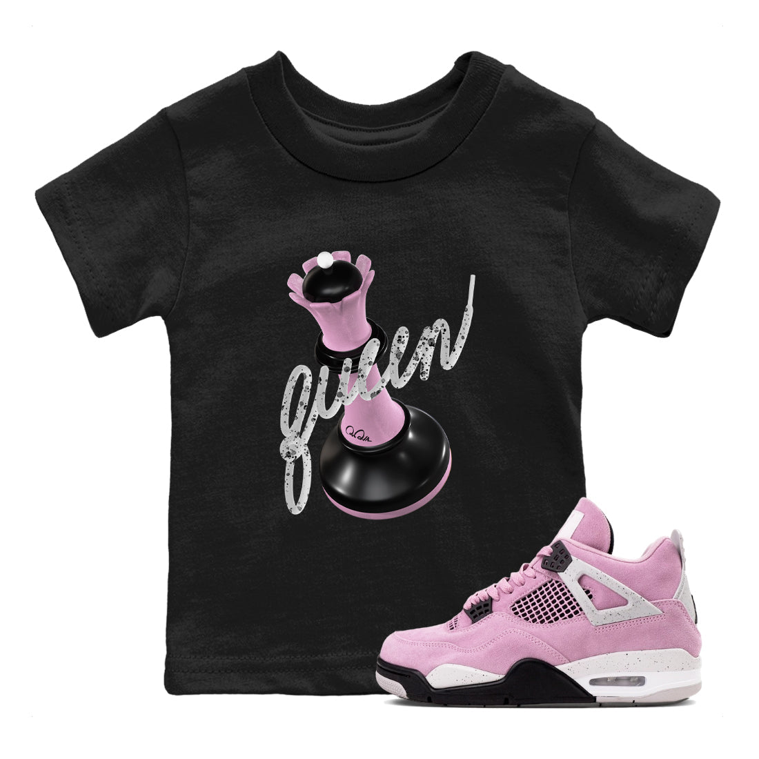 4s Retro Orchid shirts to match jordans 3D Queen sneaker match tees Air Jordan 4 WMNS Orchid match shoes to clothes Drip Gear Zone Youth Baby Black 1 tee