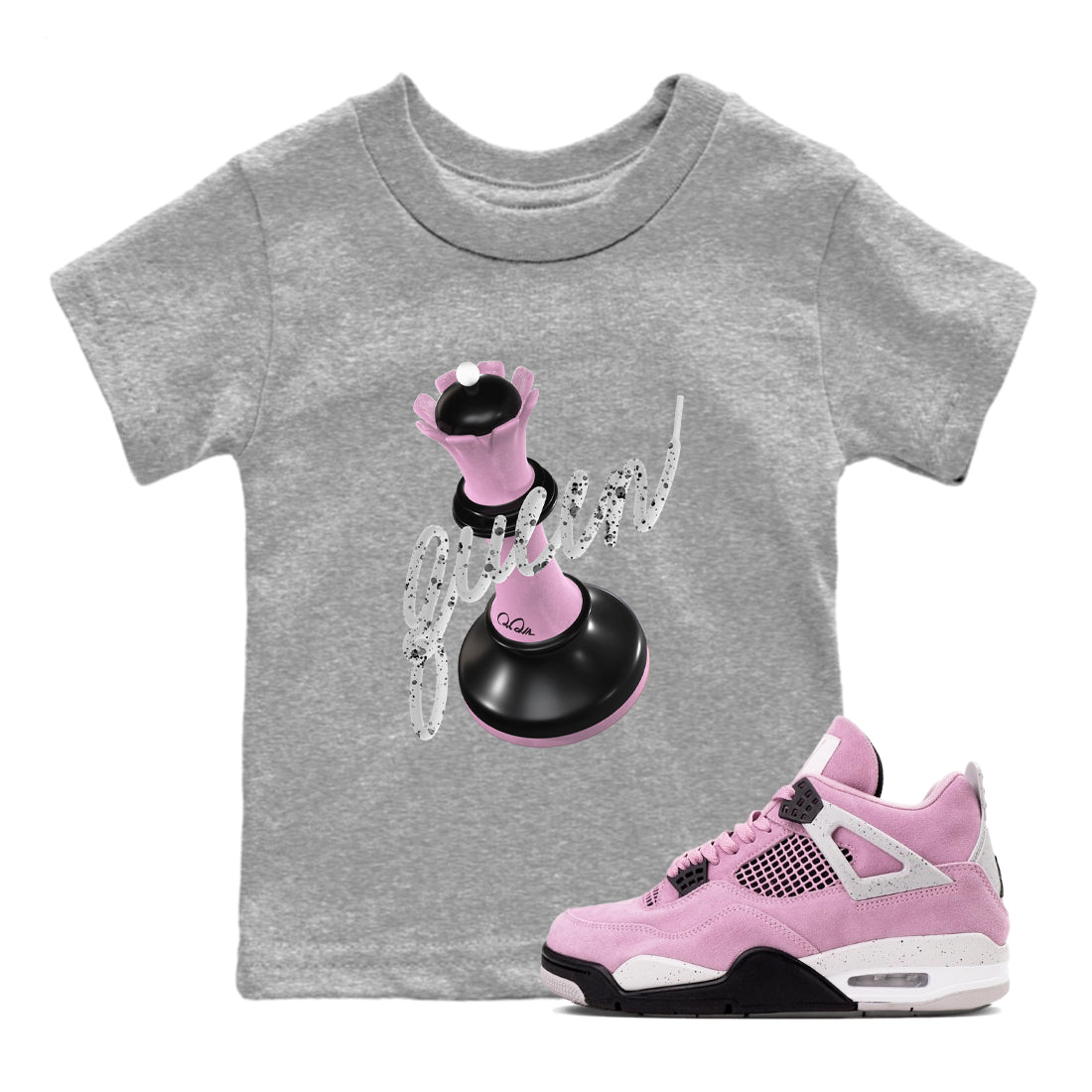 4s Retro Orchid shirts to match jordans 3D Queen sneaker match tees Air Jordan 4 WMNS Orchid match shoes to clothes Drip Gear Zone Youth Baby Heather Grey 1 tee