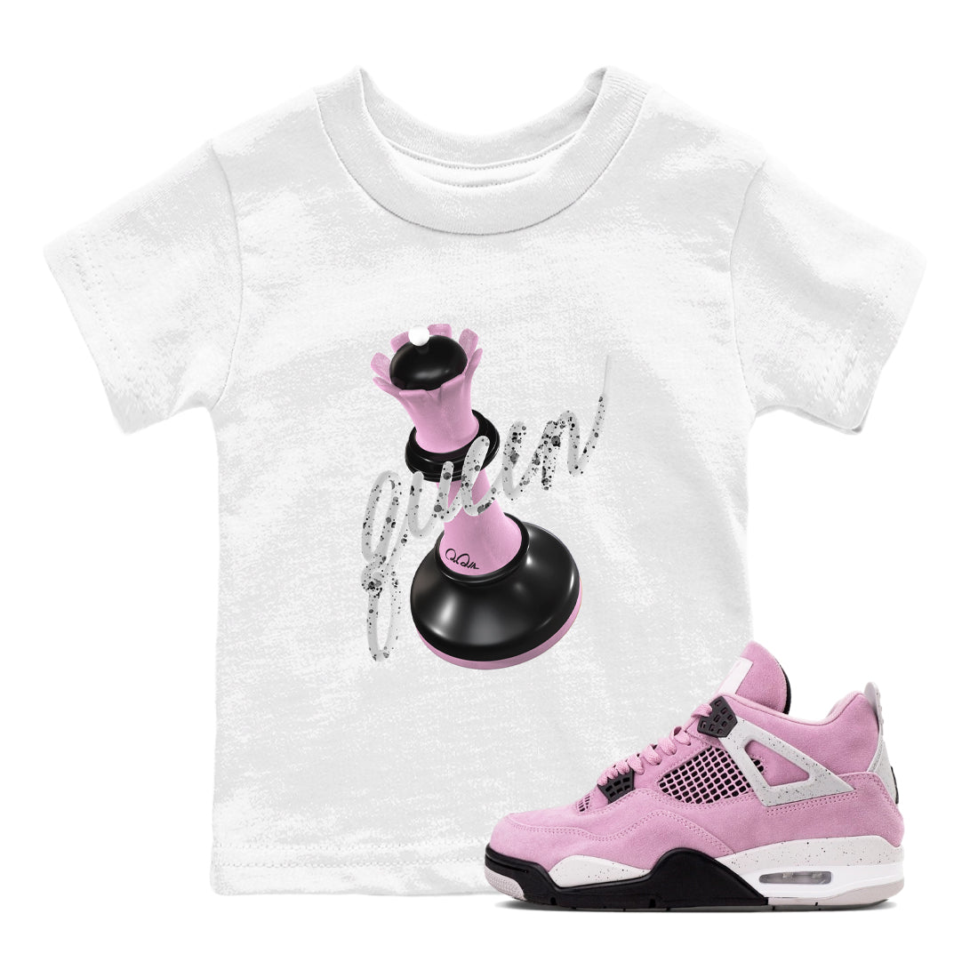 4s Retro Orchid shirts to match jordans 3D Queen sneaker match tees Air Jordan 4 WMNS Orchid match shoes to clothes Drip Gear Zone Youth Baby White 1 tee