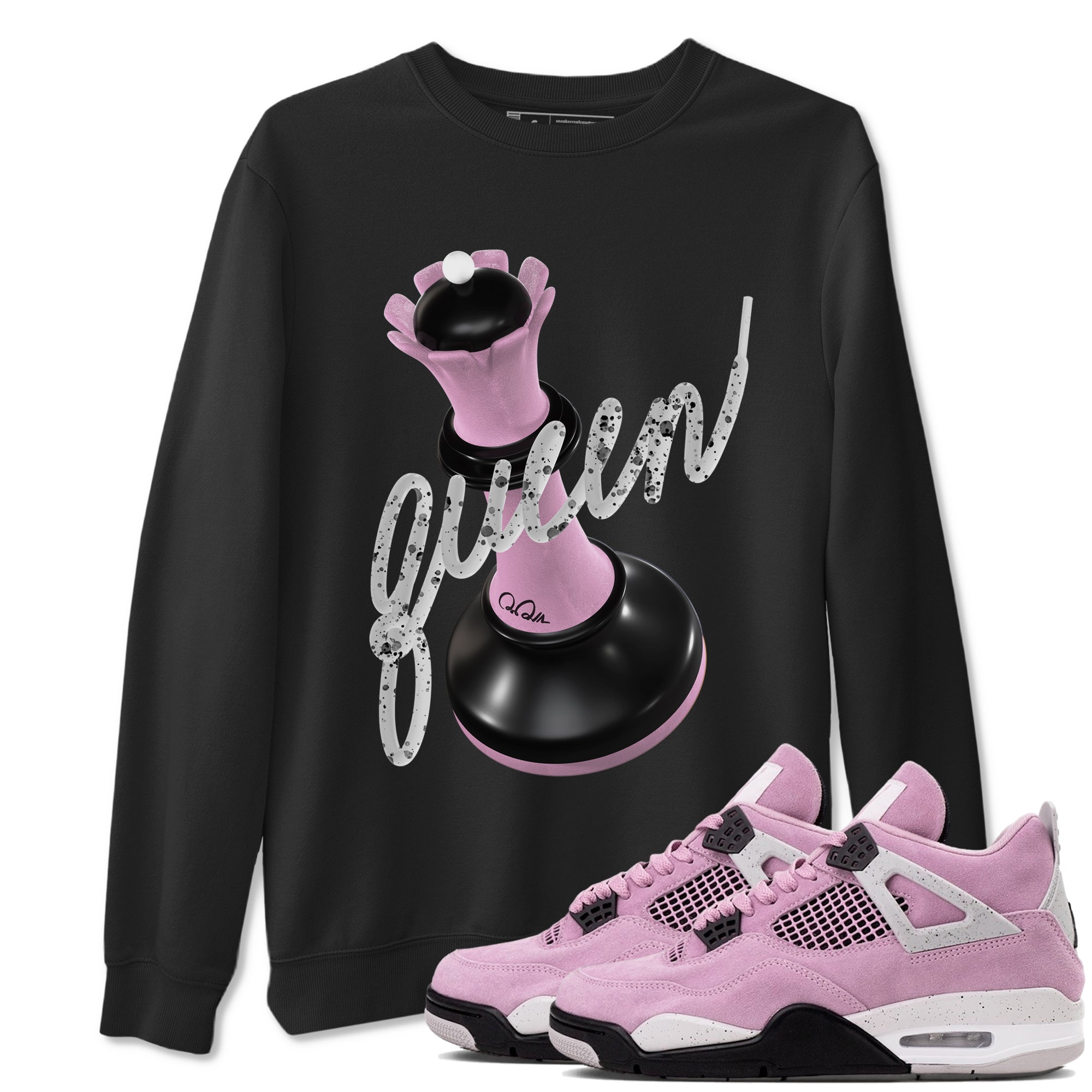 4s Retro Orchid shirts to match jordans 3D Queen sneaker match tees Air Jordan 4 WMNS Orchid match shoes to clothes Drip Gear Zone unisex cotton Black 1 shirts