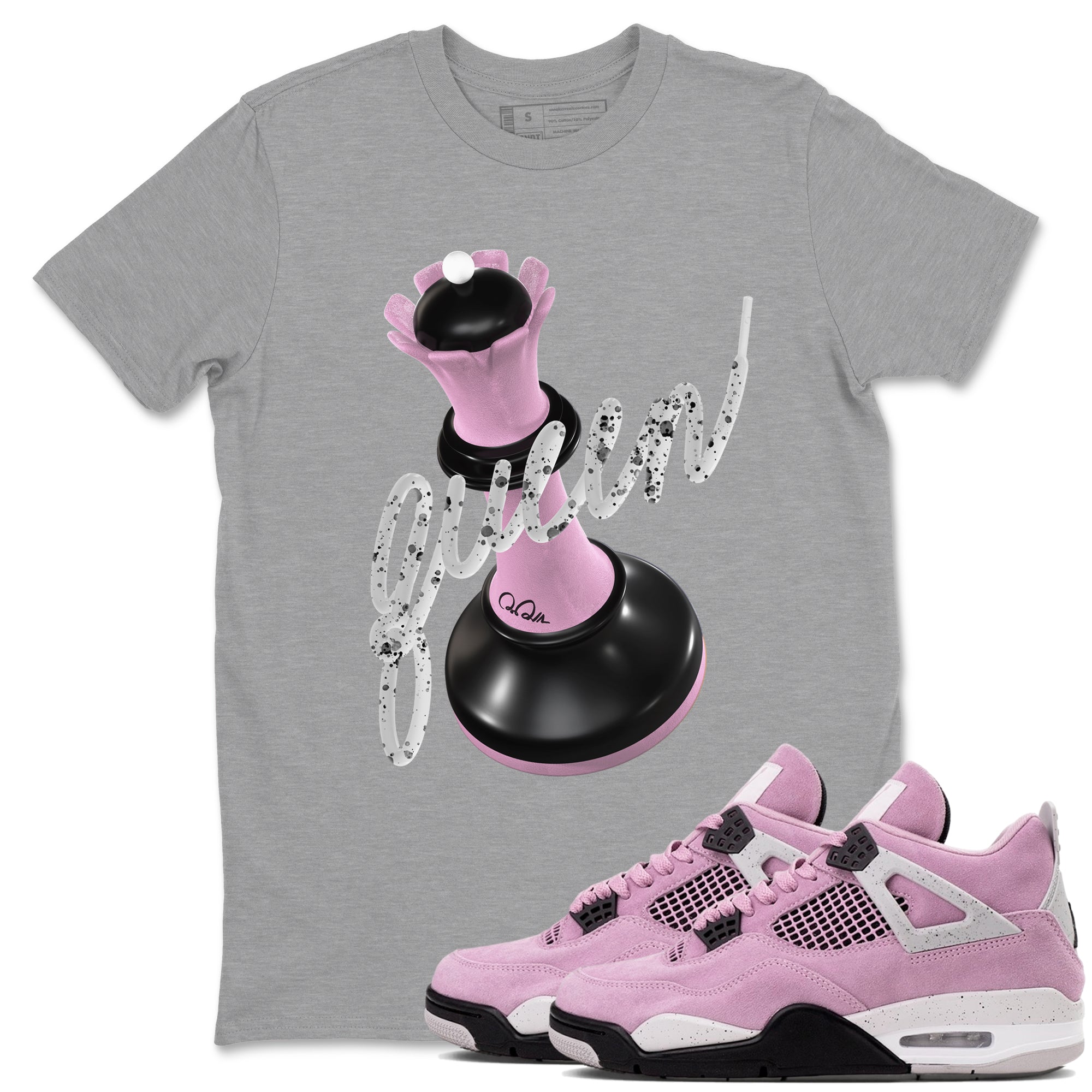 4s Retro Orchid shirts to match jordans 3D Queen sneaker match tees Air Jordan 4 WMNS Orchid match shoes to clothes Drip Gear Zone unisex cotton Heather Grey 1 shirts