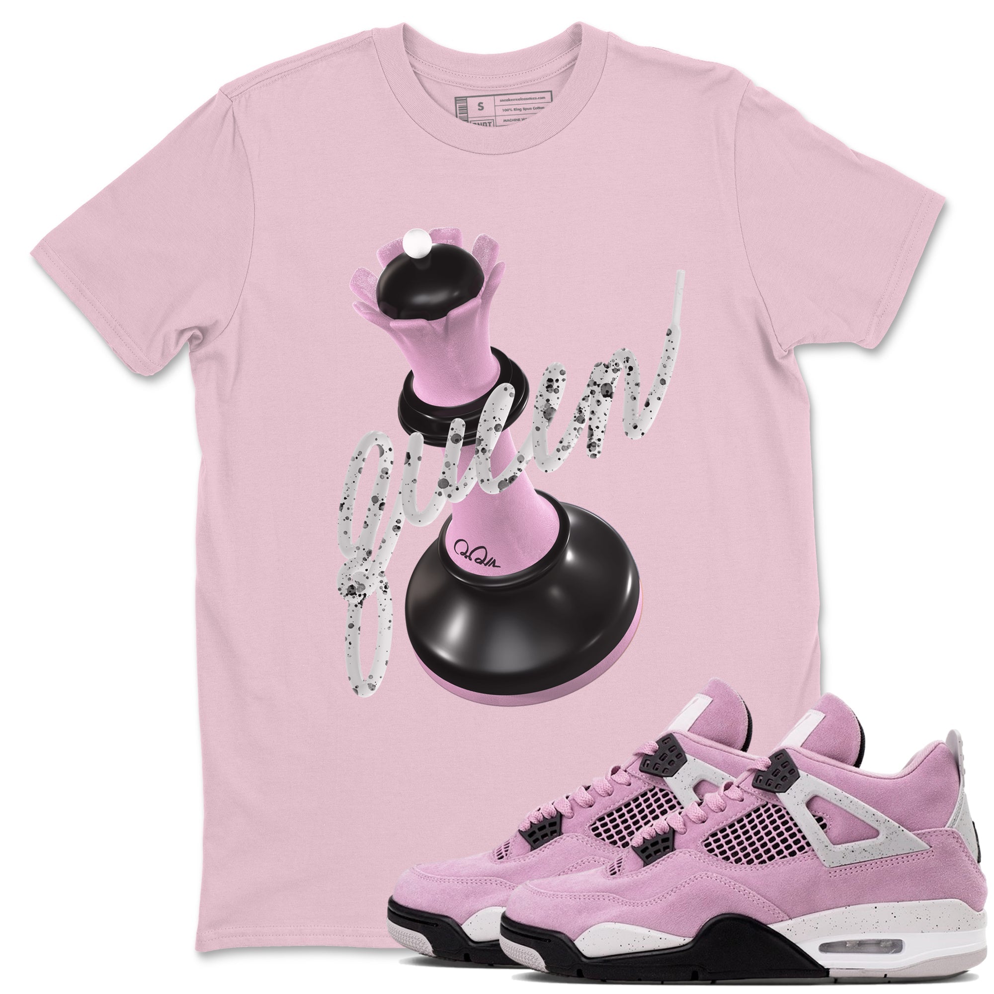 4s Retro Orchid shirts to match jordans 3D Queen sneaker match tees Air Jordan 4 WMNS Orchid match shoes to clothes Drip Gear Zone unisex cotton Pink 1 shirts