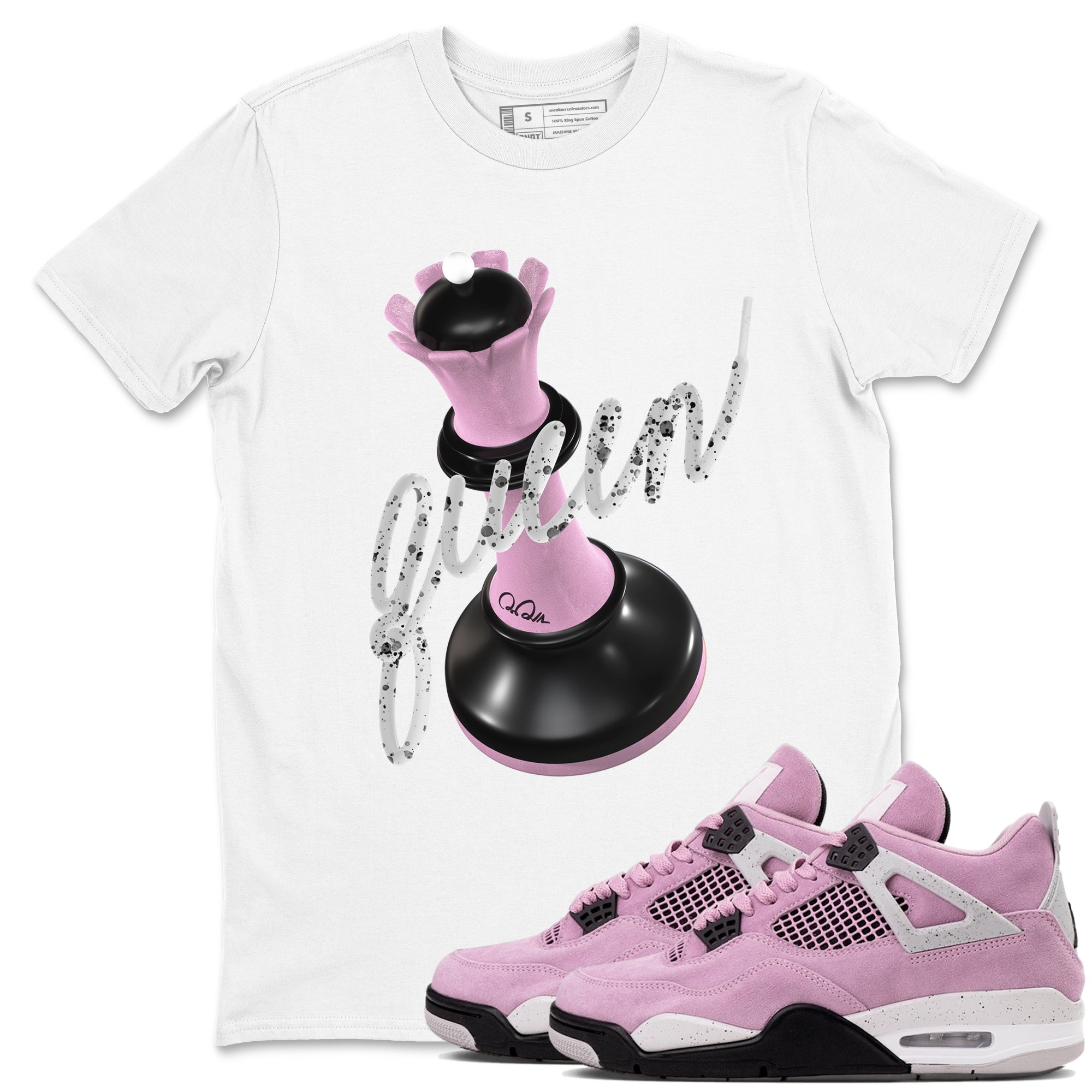 4s Retro Orchid shirts to match jordans 3D Queen sneaker match tees Air Jordan 4 WMNS Orchid match shoes to clothes Drip Gear Zone unisex cotton White 1 shirts