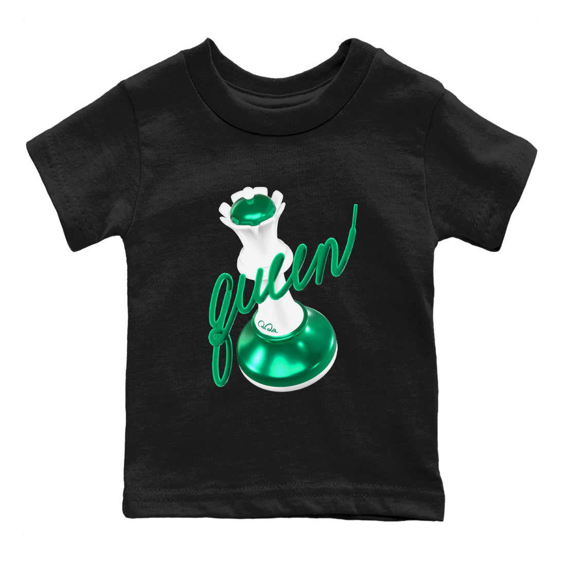 4s Oxidized Green shirts to match jordans 3D Queen sneaker match tees Air Jordan 4 Oxidized Green Drip Gear Zone streetwear brand Baby and Youth Black 2 cotton tee