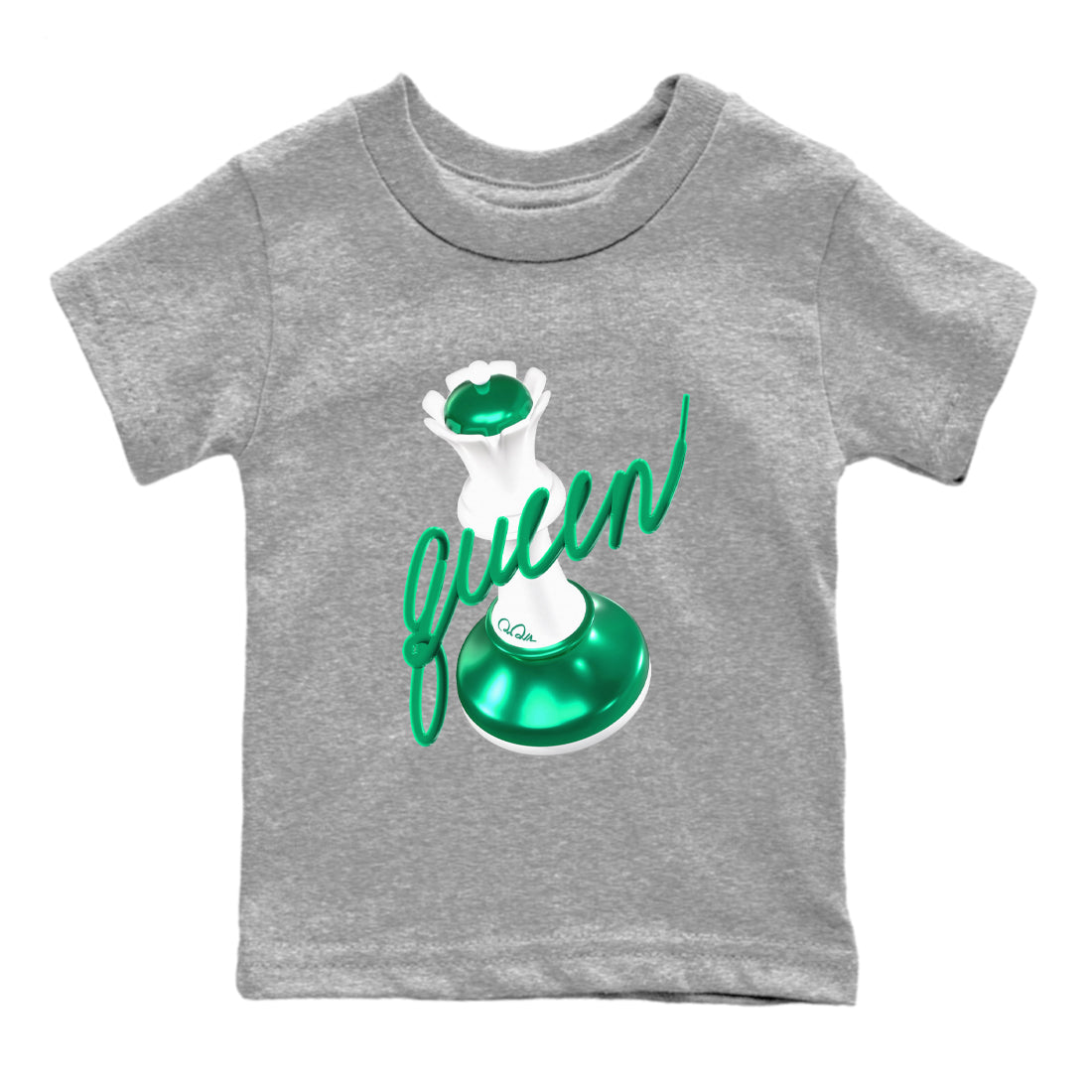 4s Oxidized Green shirts to match jordans 3D Queen sneaker match tees Air Jordan 4 Oxidized Green Drip Gear Zone streetwear brand Baby and Youth Heather Grey 2 cotton tee
