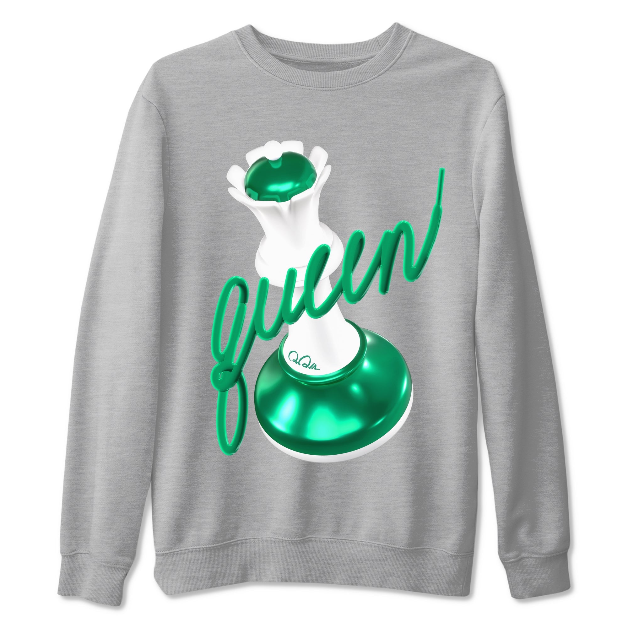 4s Oxidized Green shirts to match jordans 3D Queen sneaker match tees Air Jordan 4 Oxidized Green Drip Gear Zone streetwear brand Heather Grey 2 unisex cotton tee