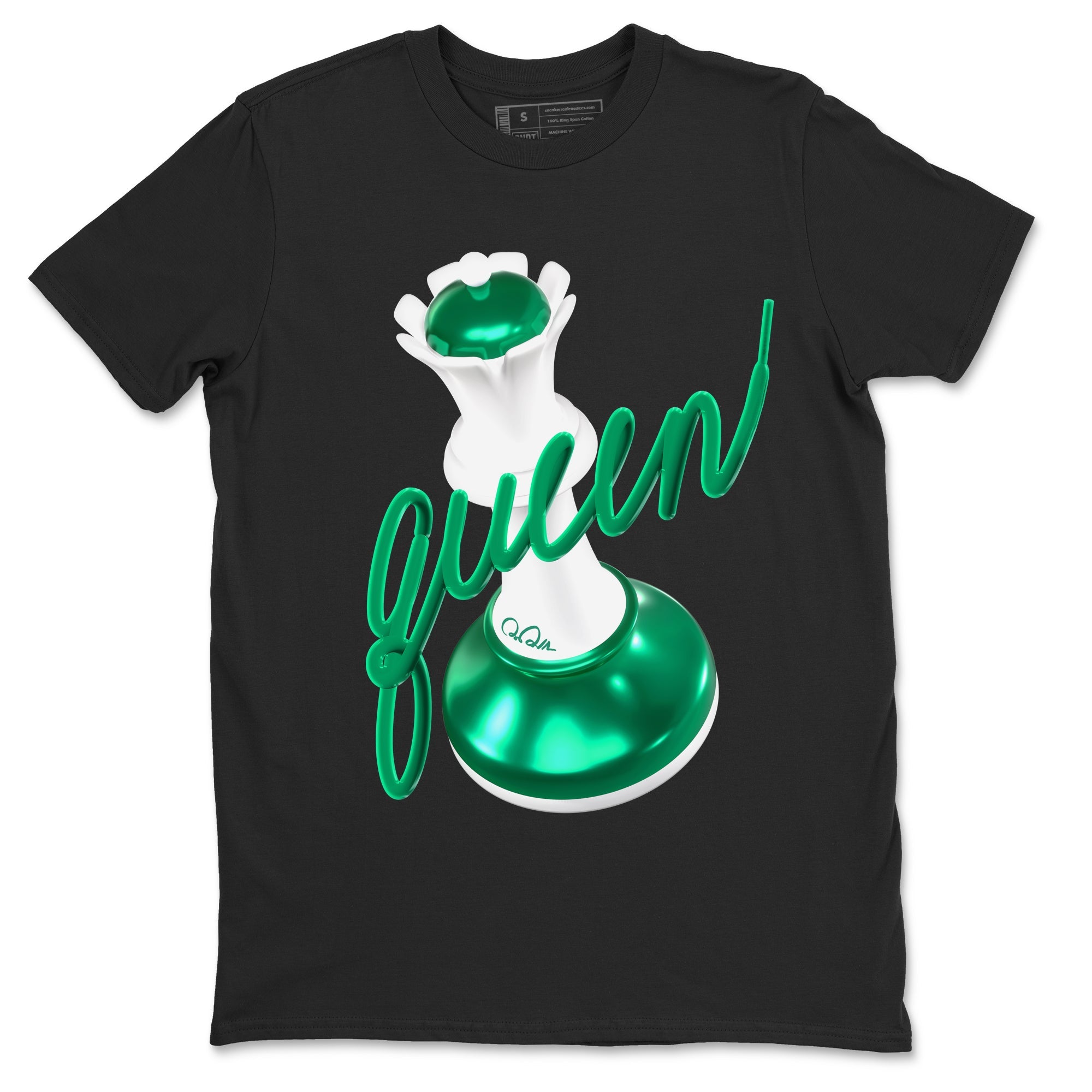 4s Oxidized Green shirts to match jordans 3D Queen sneaker match tees Air Jordan 4 Oxidized Green Drip Gear Zone streetwear brand Black 2 unisex cotton tee