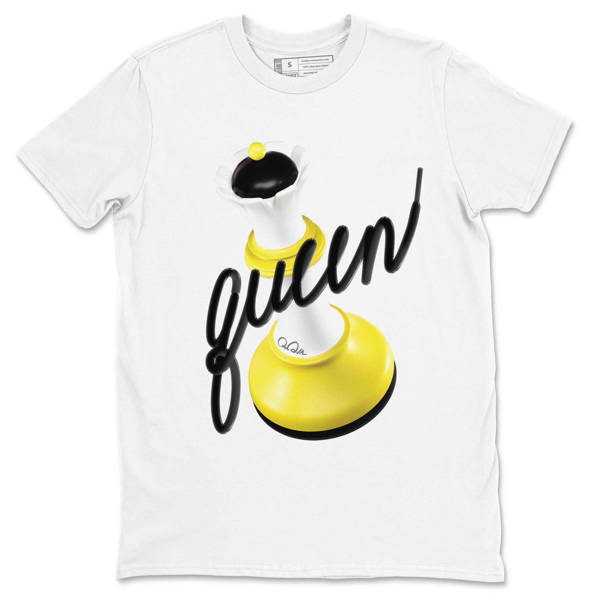 AJ4 Vivid Sulfur shirt to match jordans 3D Queen sneaker tees Air Jordan 4 Vivid Sulfur Drip Gear Zone unisex cotton White 2 crew neck shirt