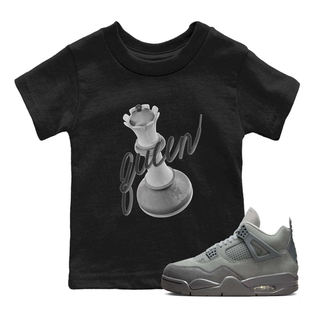 4s Wet Cement shirts to match jordans 3D Queen sneaker match tees Air Jordan 4 SE Wet Cement Drip Gear Zone Youth Baby Black 1 crew neck shirts