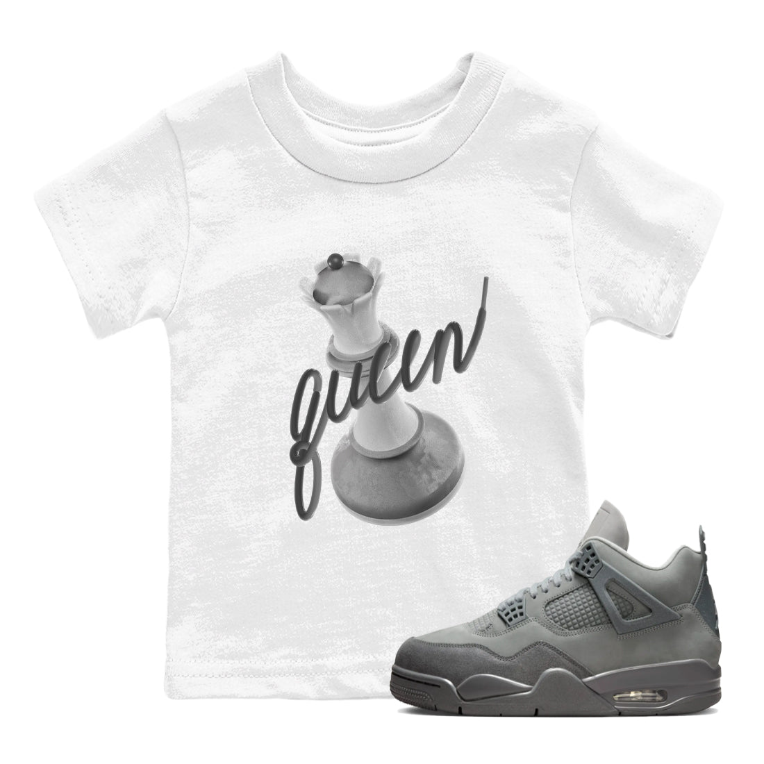 4s Wet Cement shirts to match jordans 3D Queen sneaker match tees Air Jordan 4 SE Wet Cement Drip Gear Zone Youth Baby White 1 crew neck shirts
