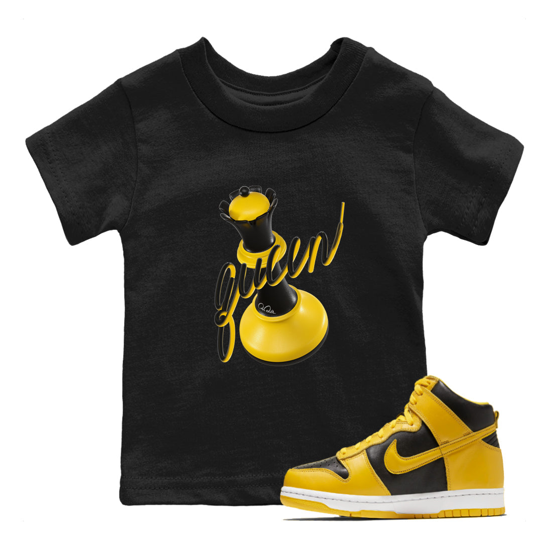 Dunk High Wu Tang shirts to match jordans 3D Queen sneaker match tees Dunk High Wu Tang match shoes to clothes Drip Gear Zone Youth Baby Black 1 tee