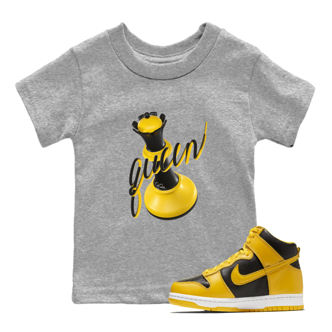 Dunk High Wu Tang shirts to match jordans 3D Queen sneaker match tees Dunk High Wu Tang match shoes to clothes Drip Gear Zone Youth Baby Heather Grey 1 tee