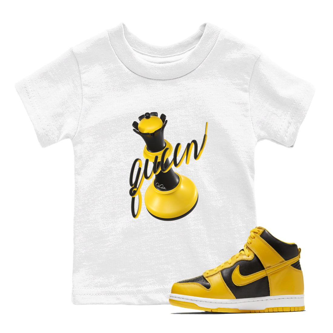 Dunk High Wu Tang shirts to match jordans 3D Queen sneaker match tees Dunk High Wu Tang match shoes to clothes Drip Gear Zone Youth Baby White 1 tee
