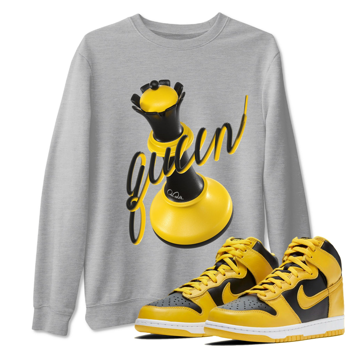 Dunk High Wu Tang shirts to match jordans 3D Queen sneaker match tees Dunk High Wu Tang match shoes to clothes Drip Gear Zone unisex cotton Heather Grey 1 shirts