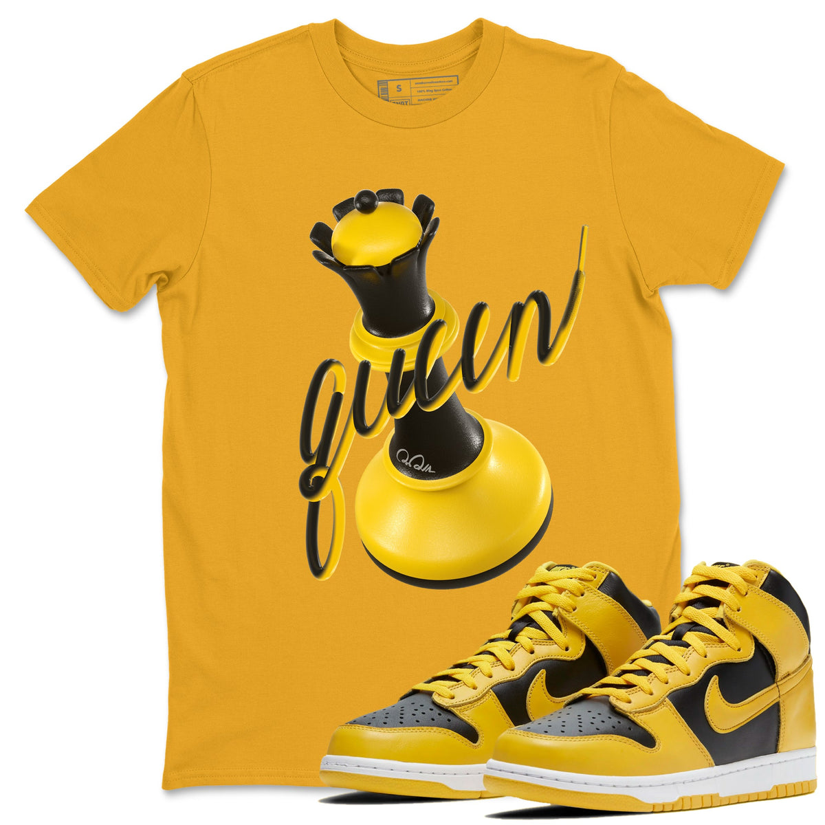 Dunk High Wu Tang shirts to match jordans 3D Queen sneaker match tees Dunk High Wu Tang match shoes to clothes Drip Gear Zone unisex cotton Gold 1 shirts