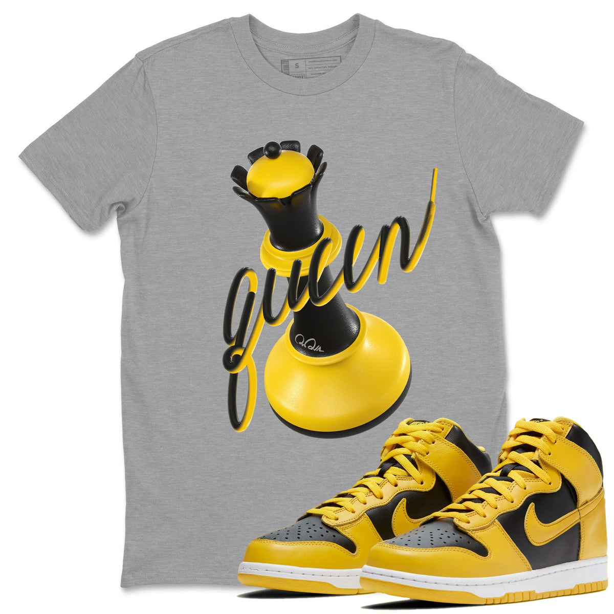 Dunk High Wu Tang shirts to match jordans 3D Queen sneaker match tees Dunk High Wu Tang match shoes to clothes Drip Gear Zone unisex cotton Heather Grey 1 shirts