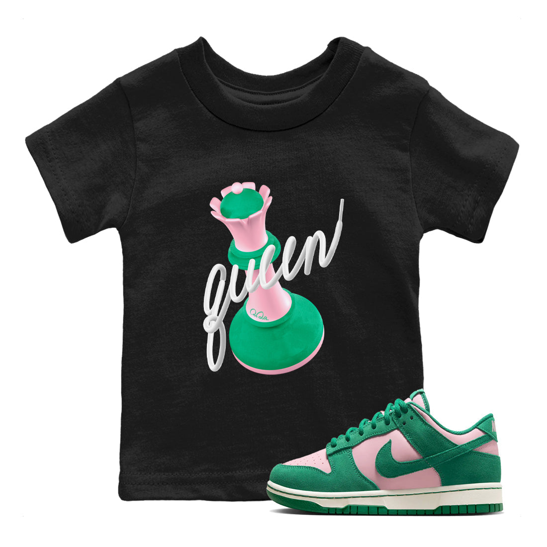 Dunk Low Medium Soft Pink Malachite shirt to match jordans 3D Queen sneaker tees Dunk Retro SE Medium Soft Pink Malachite Drip Gear Zone baby toddler Black 1 cotton Shirt