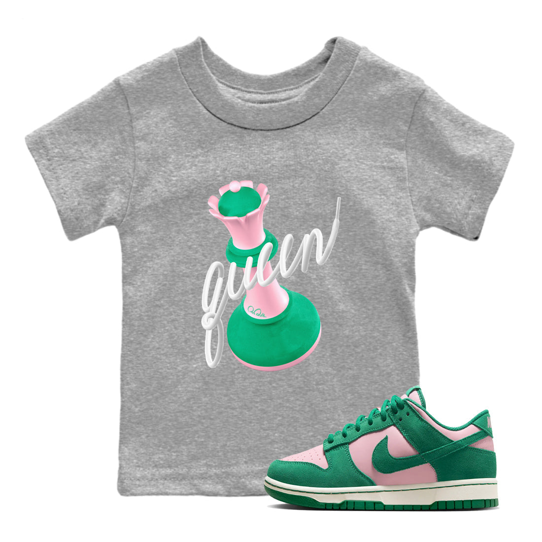 Dunk Low Medium Soft Pink Malachite shirt to match jordans 3D Queen sneaker tees Dunk Retro SE Medium Soft Pink Malachite Drip Gear Zone baby toddler Heather Grey 1 cotton Shirt
