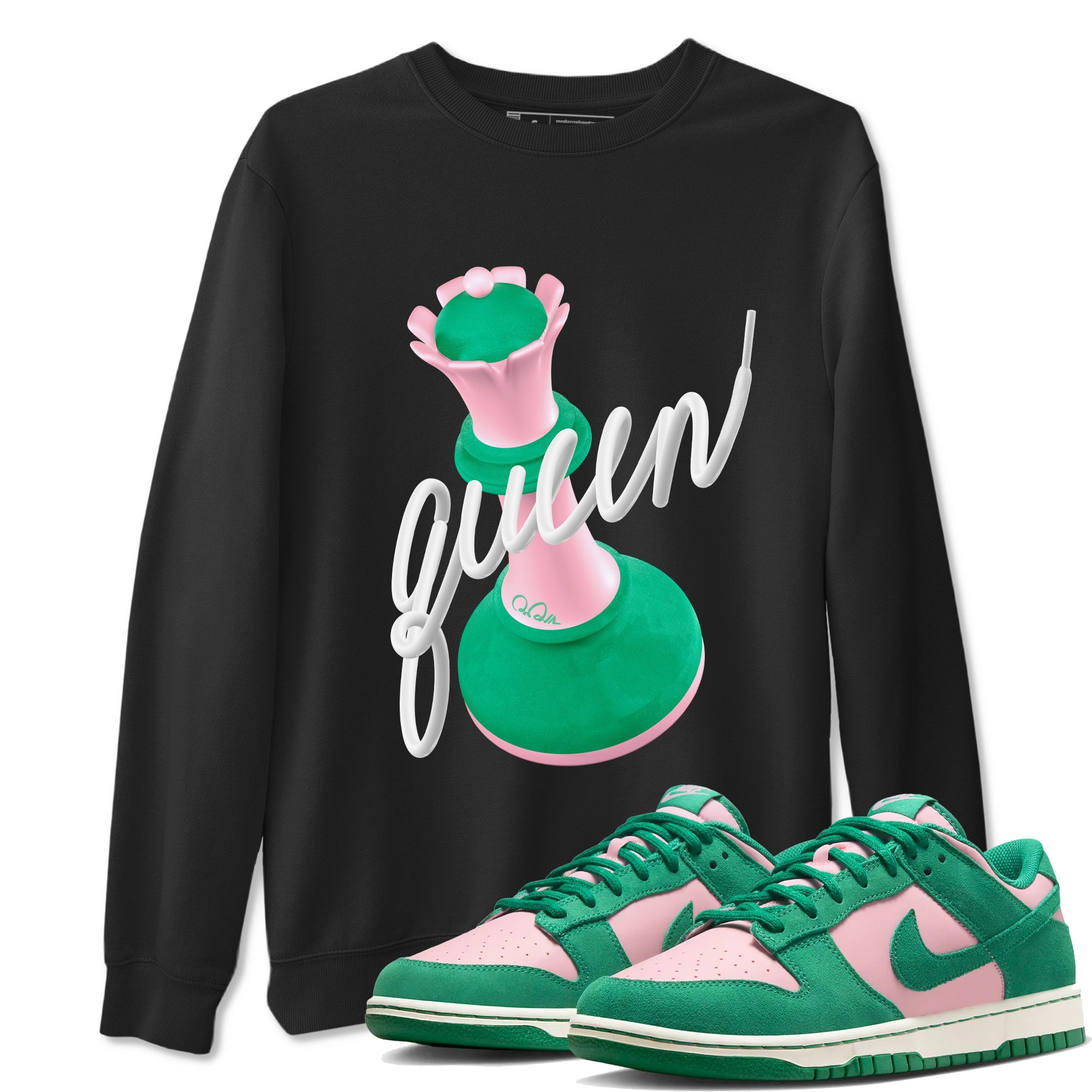 Dunk Low Medium Soft Pink Malachite shirt to match jordans 3D Queen sneaker tees Dunk Retro SE Medium Soft Pink Malachite Drip Gear Zone unisex cotton Black 1 crew neck shirt