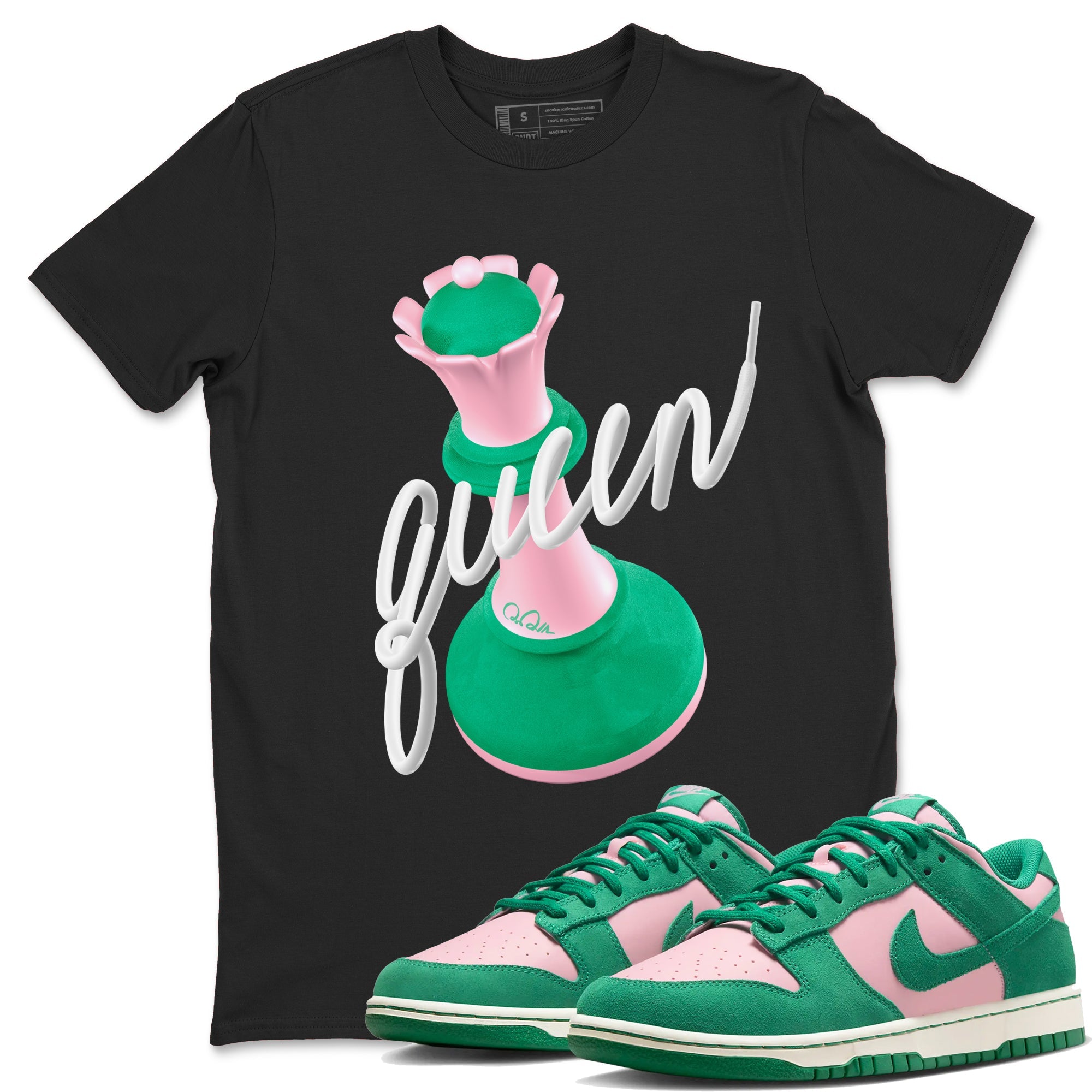 Dunk Low Medium Soft Pink Malachite shirt to match jordans 3D Queen sneaker tees Dunk Retro SE Medium Soft Pink Malachite Drip Gear Zone unisex cotton Black 1 crew neck shirt